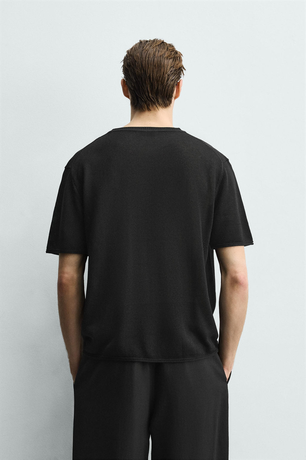 CAMISETA PUNTO MEZCLA VISCOSA / Negro - Zara фото 3