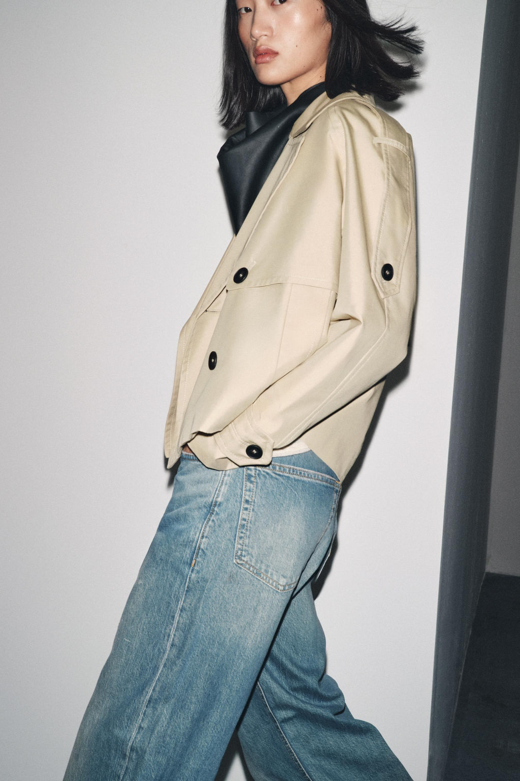 ZW COLLECTION WATER-REPELLENT SHORT TRENCH COAT