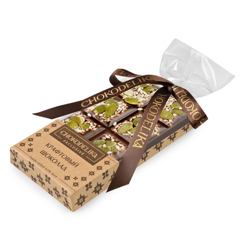 Шоколад темный Крафтовый микс с кунжутом 50 гр - Chokodelika фото 2