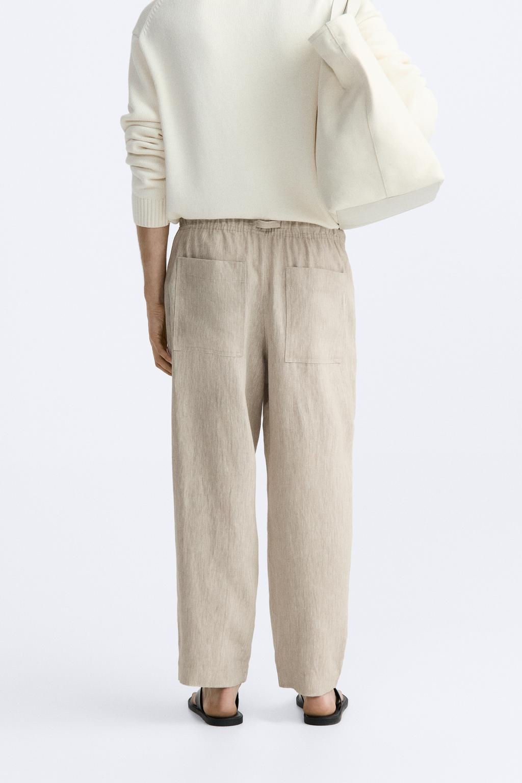 ZARA %100 KETEN ELAST?K BELL? PANTOLON  фото 26