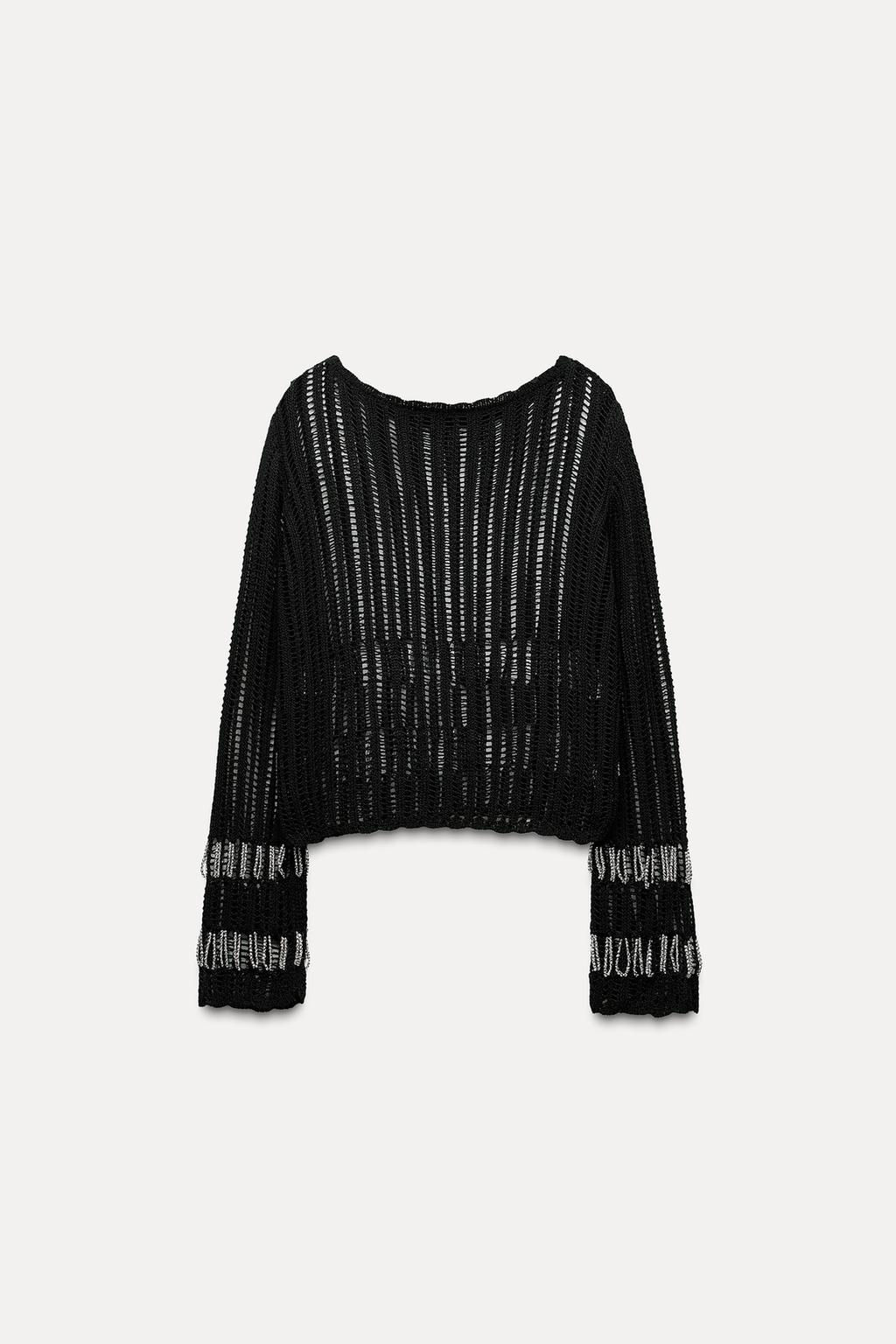 MESH JERSEY TOP WITH BEADING - Zara фото 8