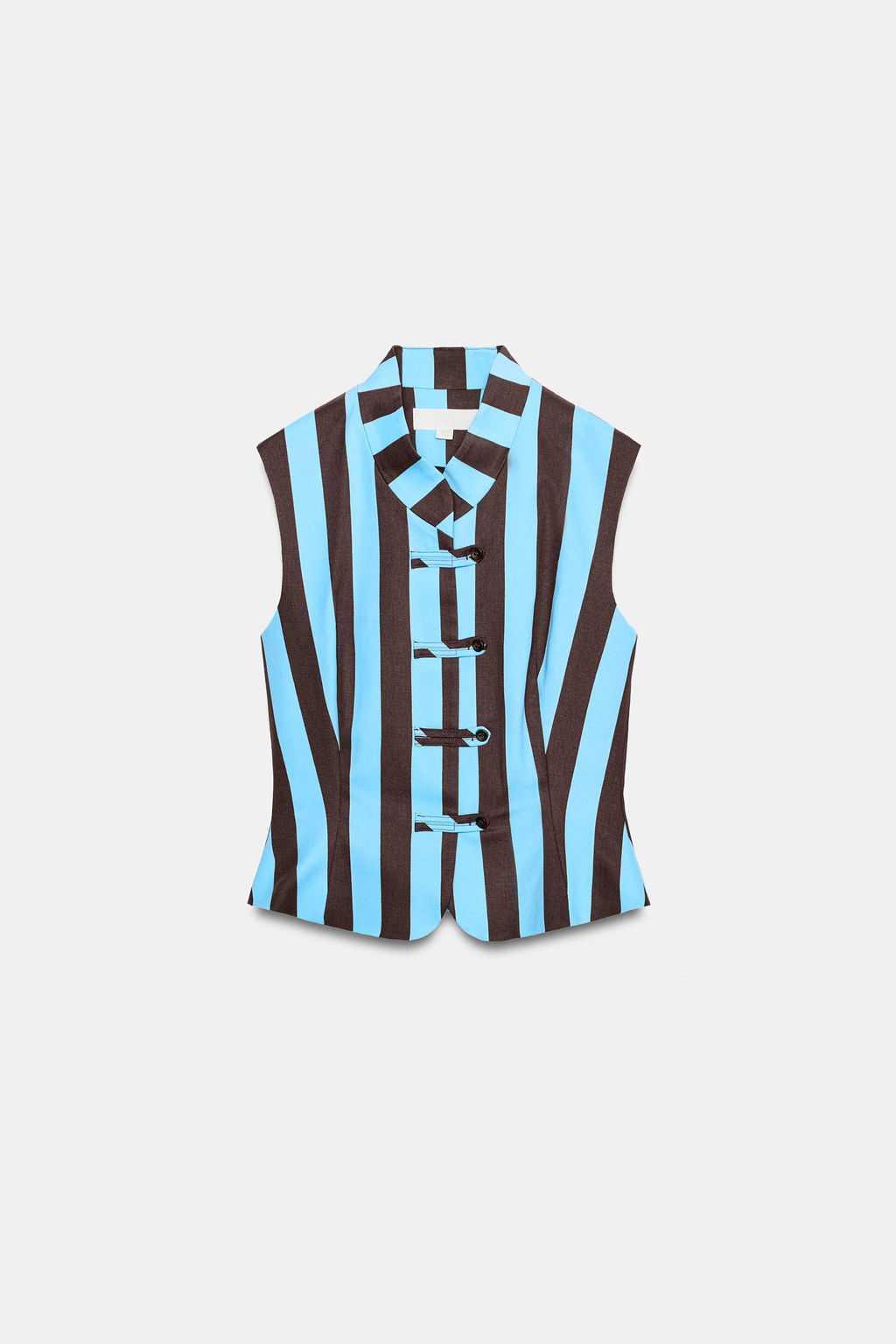 TOP CHALECO ALAMARES RAYAS / Rayas marrones - Zara фото 5