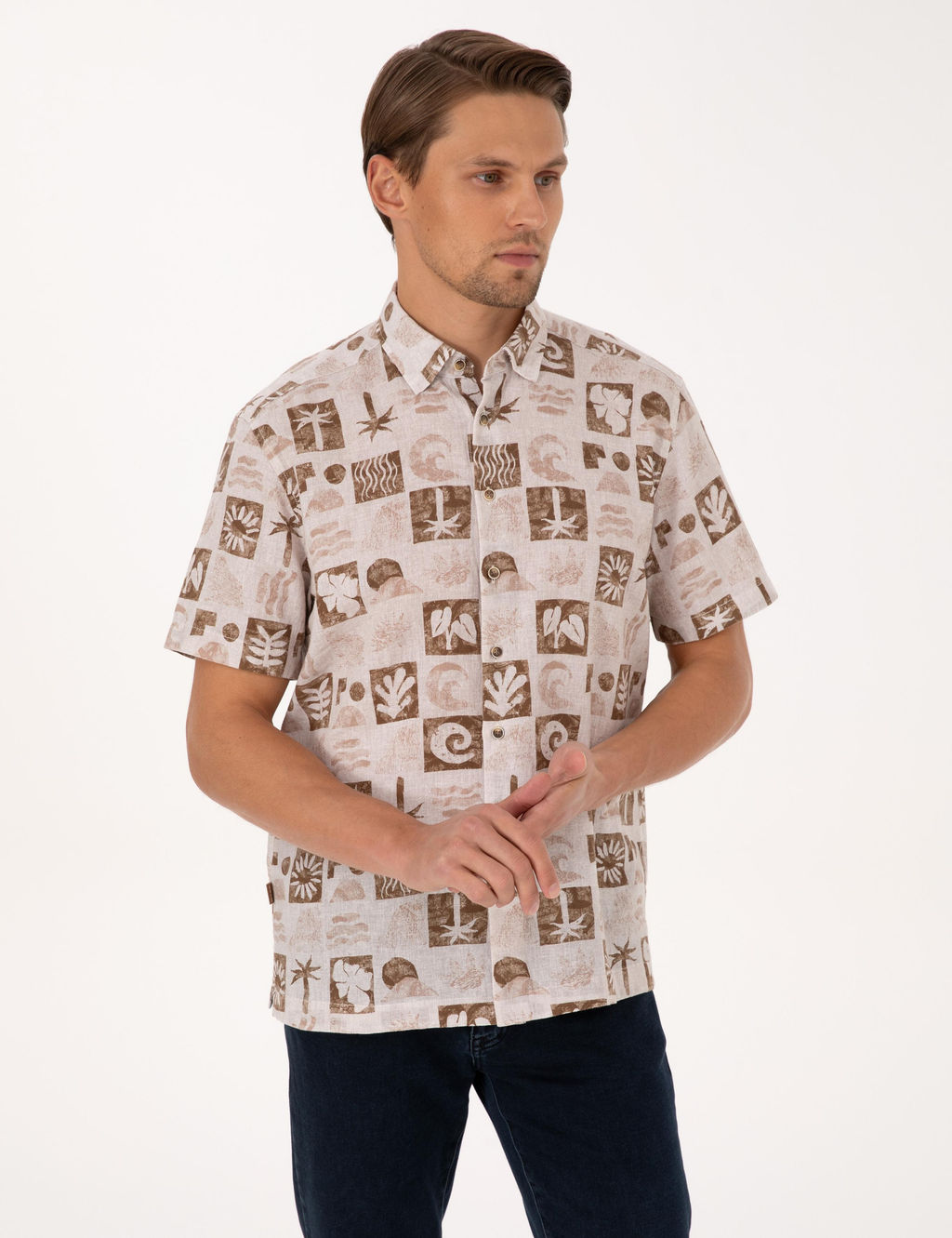 Kahverengi Comfort Fit K_sa Kollu G_mlek - Pierre cardin фото 3