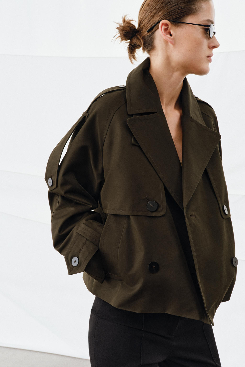 TRENCH CORTO WATER REPELLENT ZW COLLECTION / Khaki oscuro - Zara фото 2