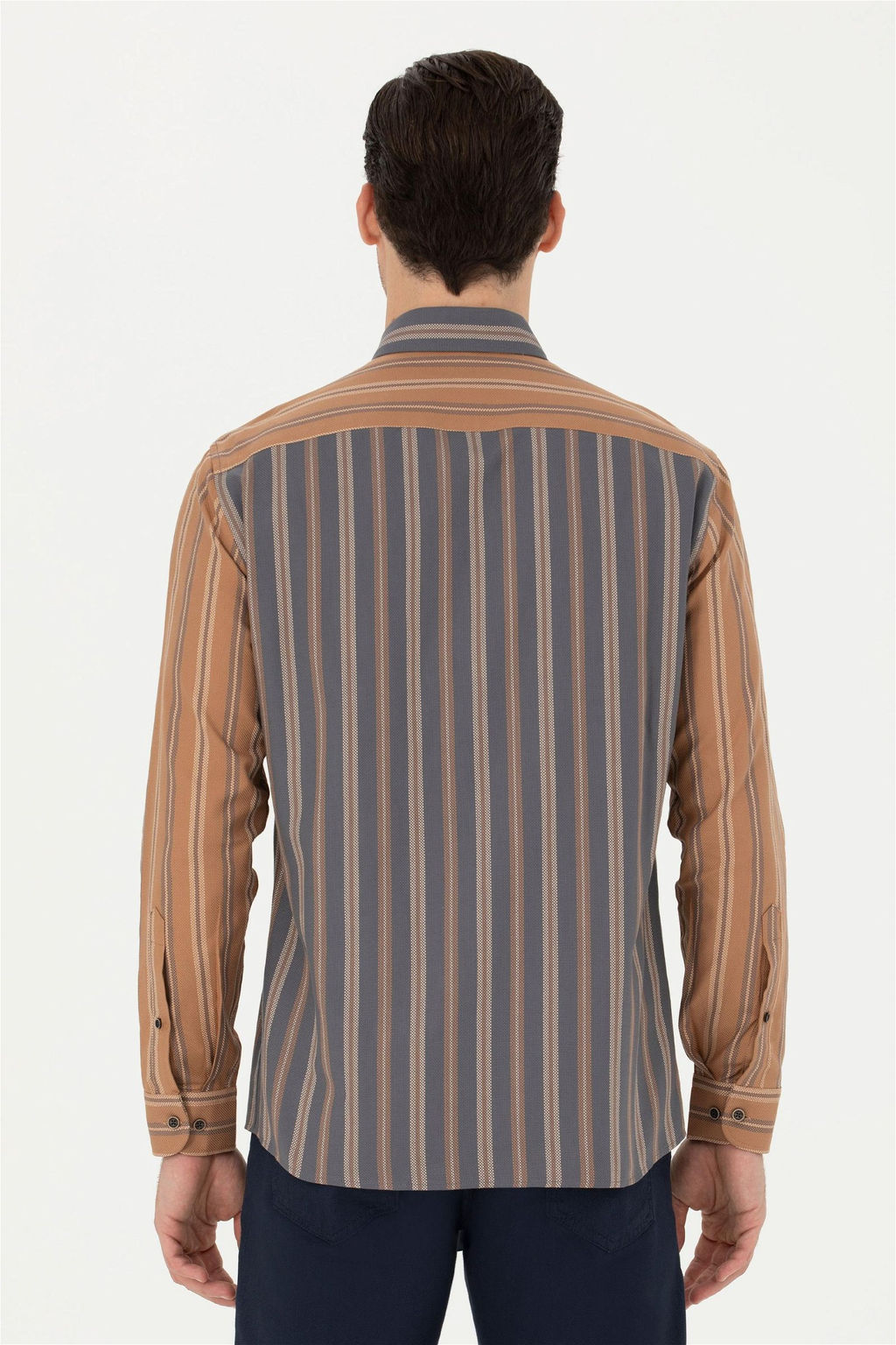 Мужская рубашка антрацитового цвета с длинным рукавом - U.s. polo assn фото 5