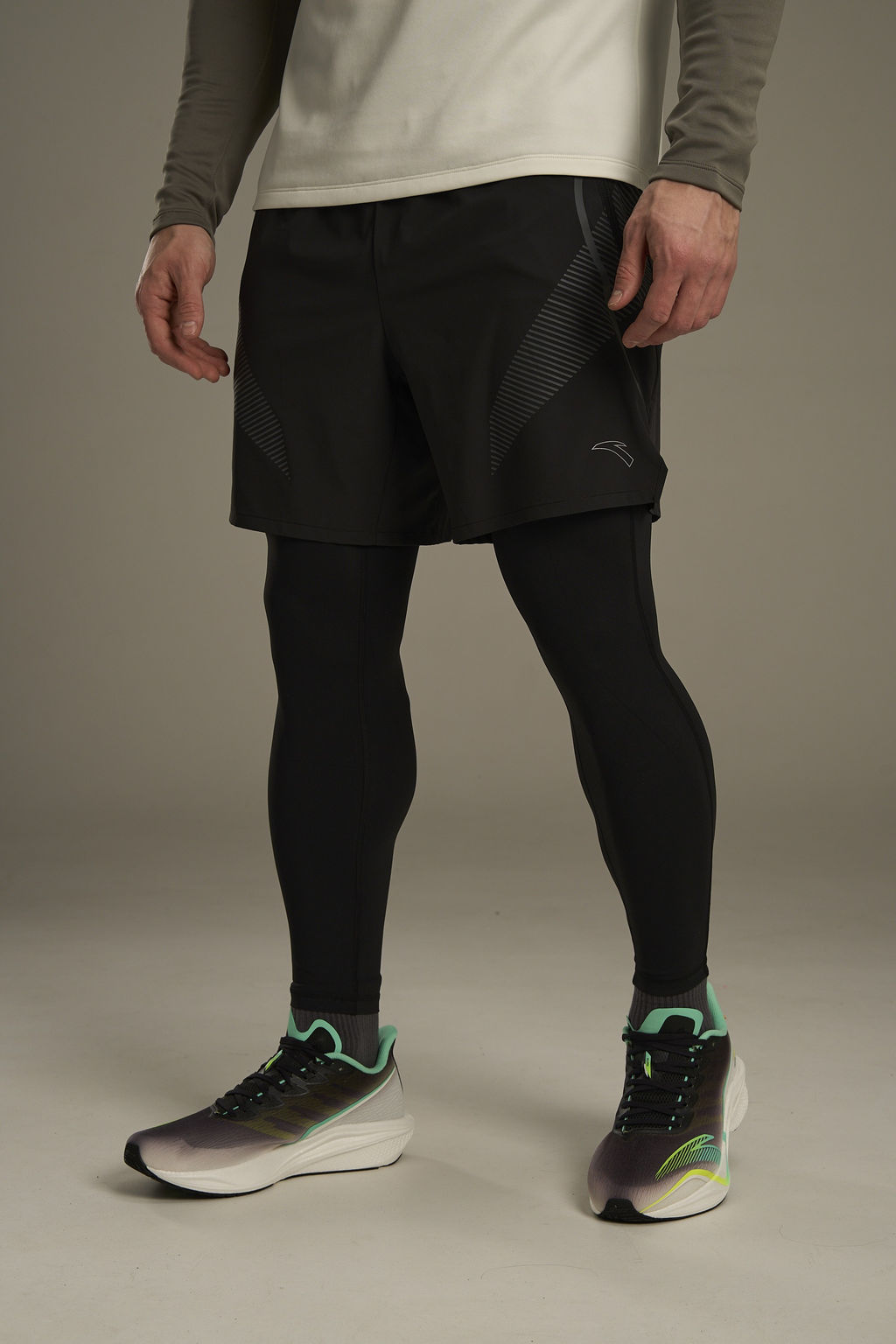 Тайтсы 2-в-1 Черный ANTA RUNNING 2 in 1 Pants фото 3