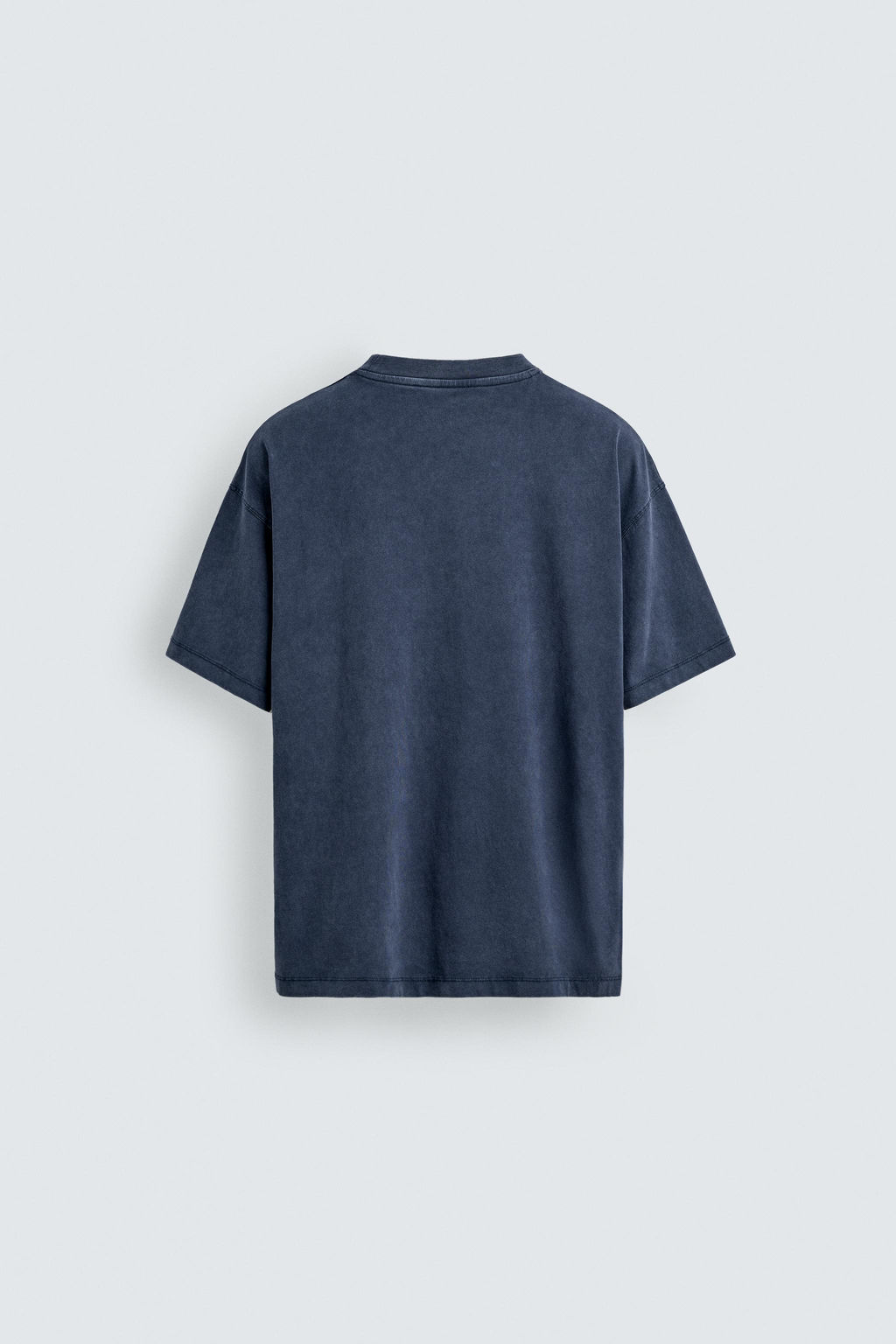 CAMISETA TEXTO EFECTO LAVADO / Azul