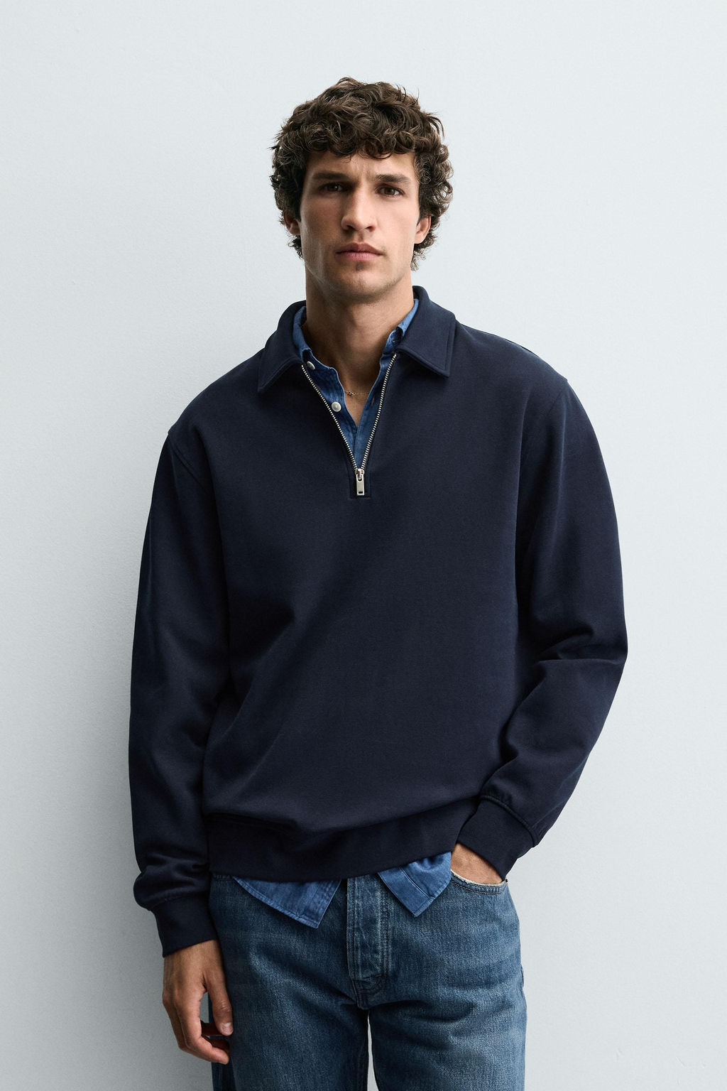 QUARTER ZIP INTERLOCK POLO SHIRT