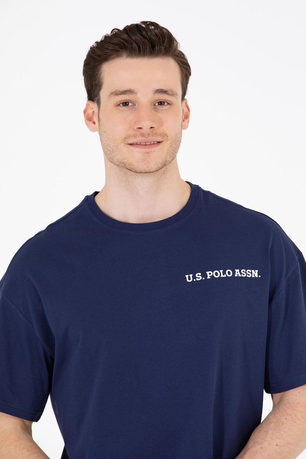 Футболка мужская U.S. Polo Assn оверсайз темно-синяя из хлопка фото 8