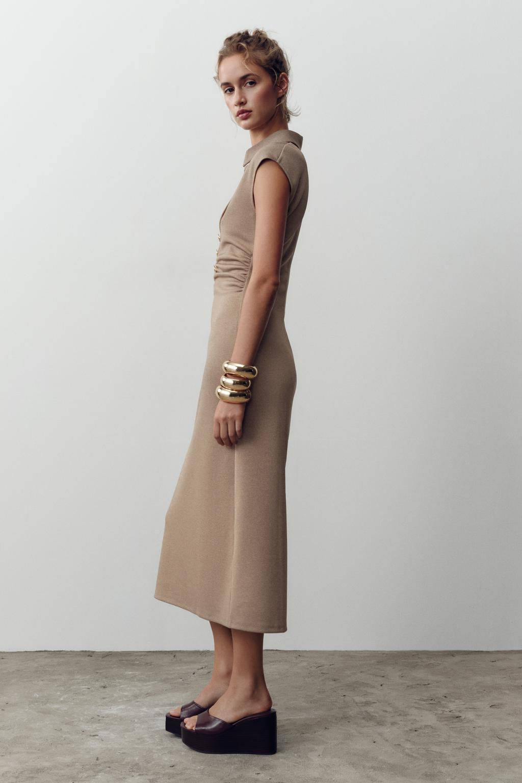 MIDI POLO COLLAR DRESS - Zara фото 3