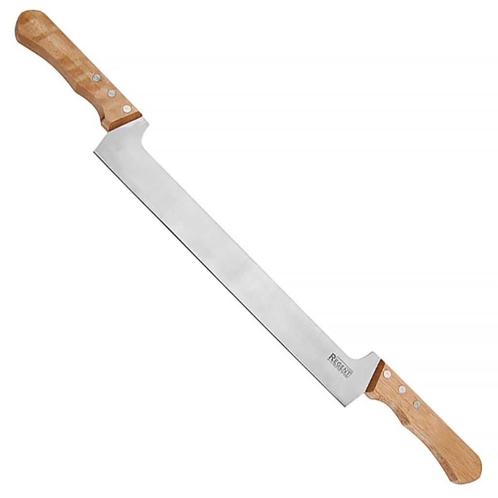 Нож поварской для масла и сыра "Chef" 30см из нержавеющей стали, ширина 5,5см, длина 55см, 2 деревянные ручки, "Regent" (Китай)