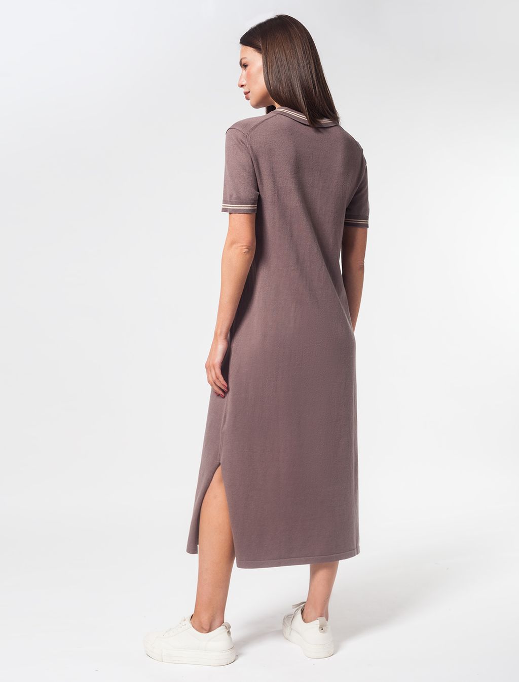 VILATTE / Платье-поло тонкой вязки из хлопка с вискозой  фото 4