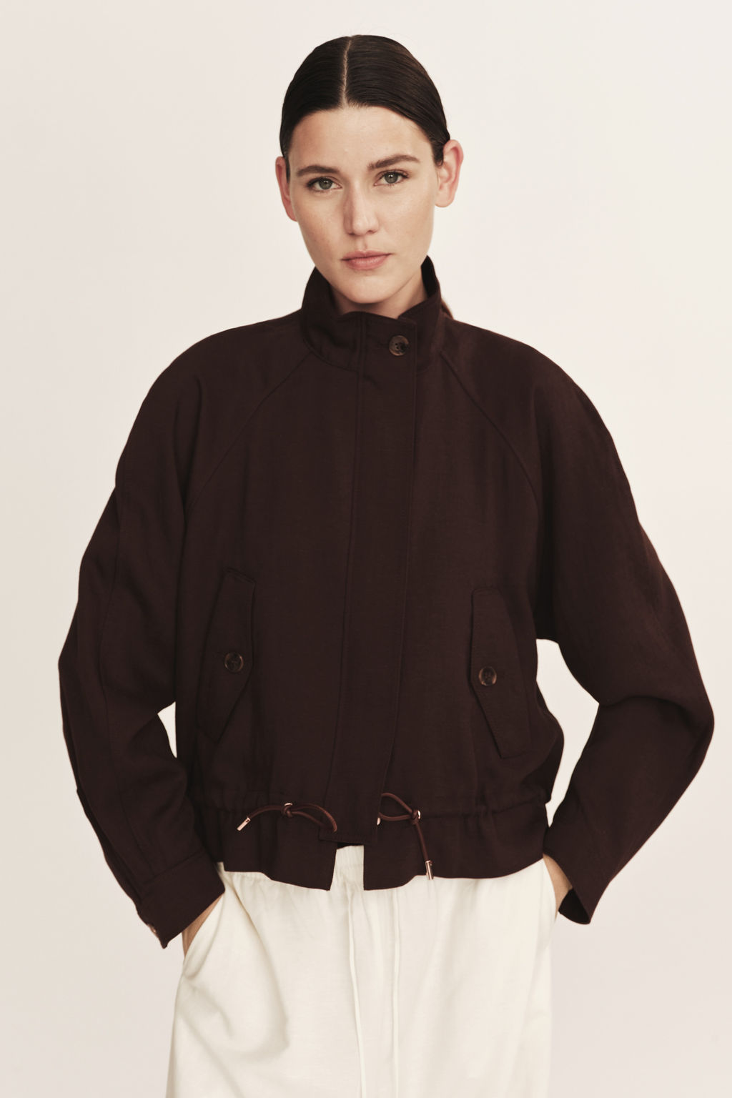 Chaqueta oversize en mezcla de lino - H&m фото 6