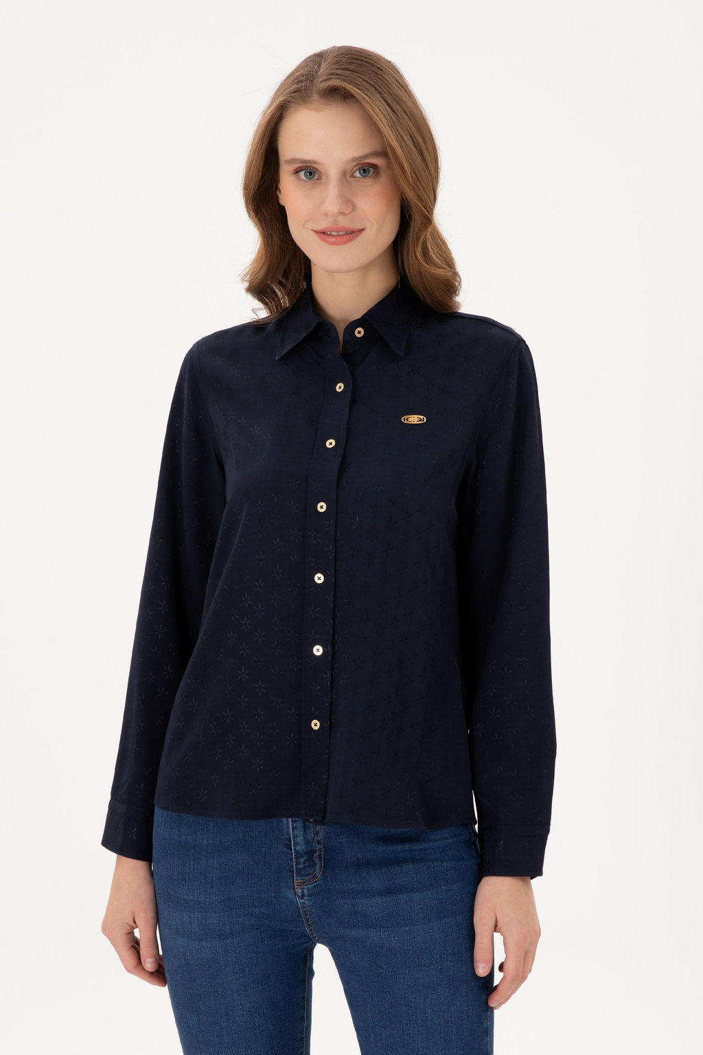 Женская темно-синяя рубашка с длинным рукавом - U.s. polo assn фото 8