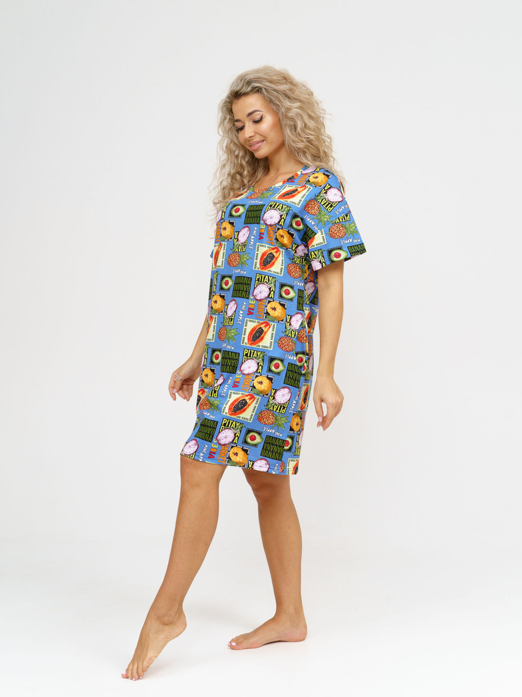 752 Платье "Тропики/голубой"