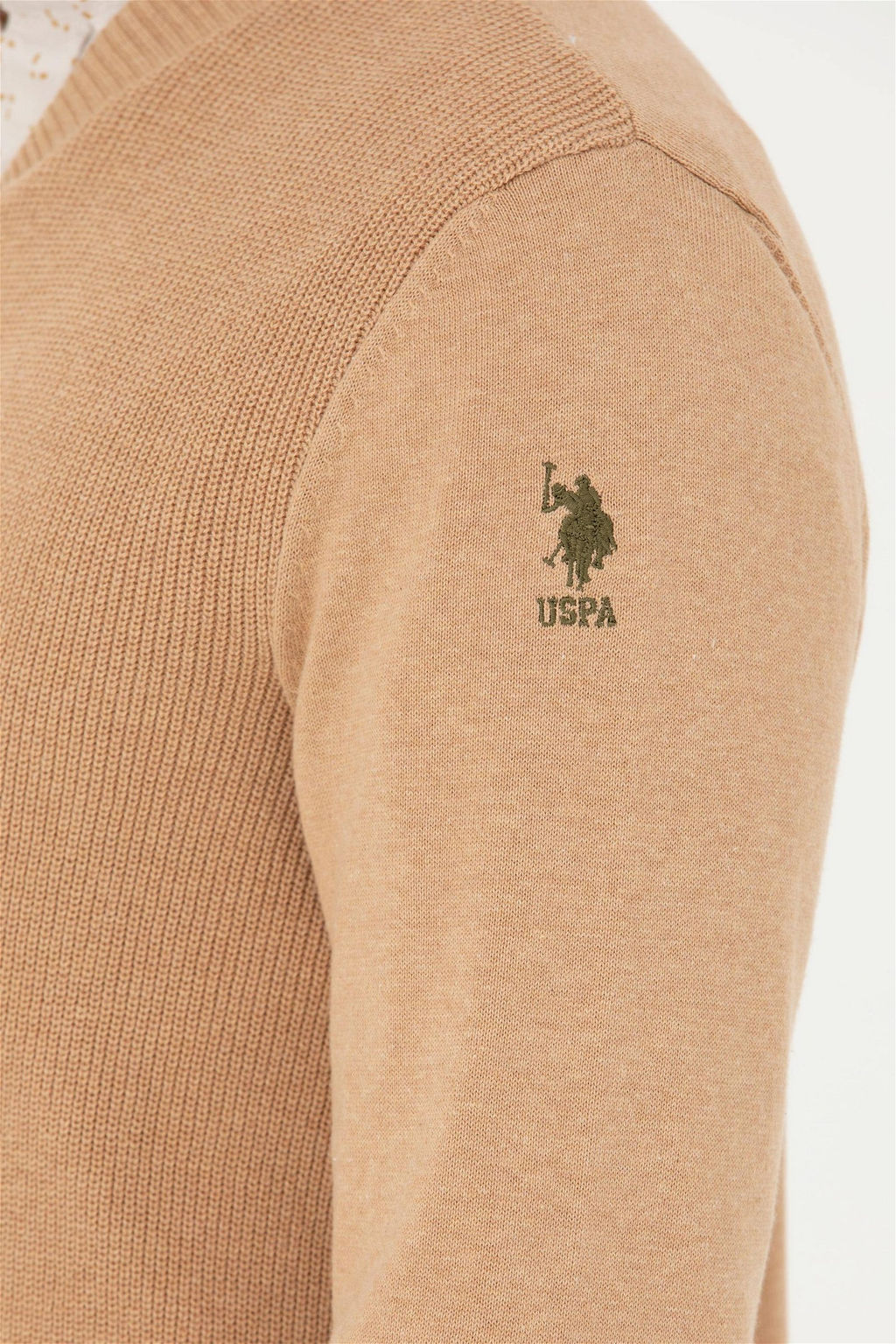 Мужской базовый трикотажный кардиган песочного меланжа - U.s. polo assn фото 14