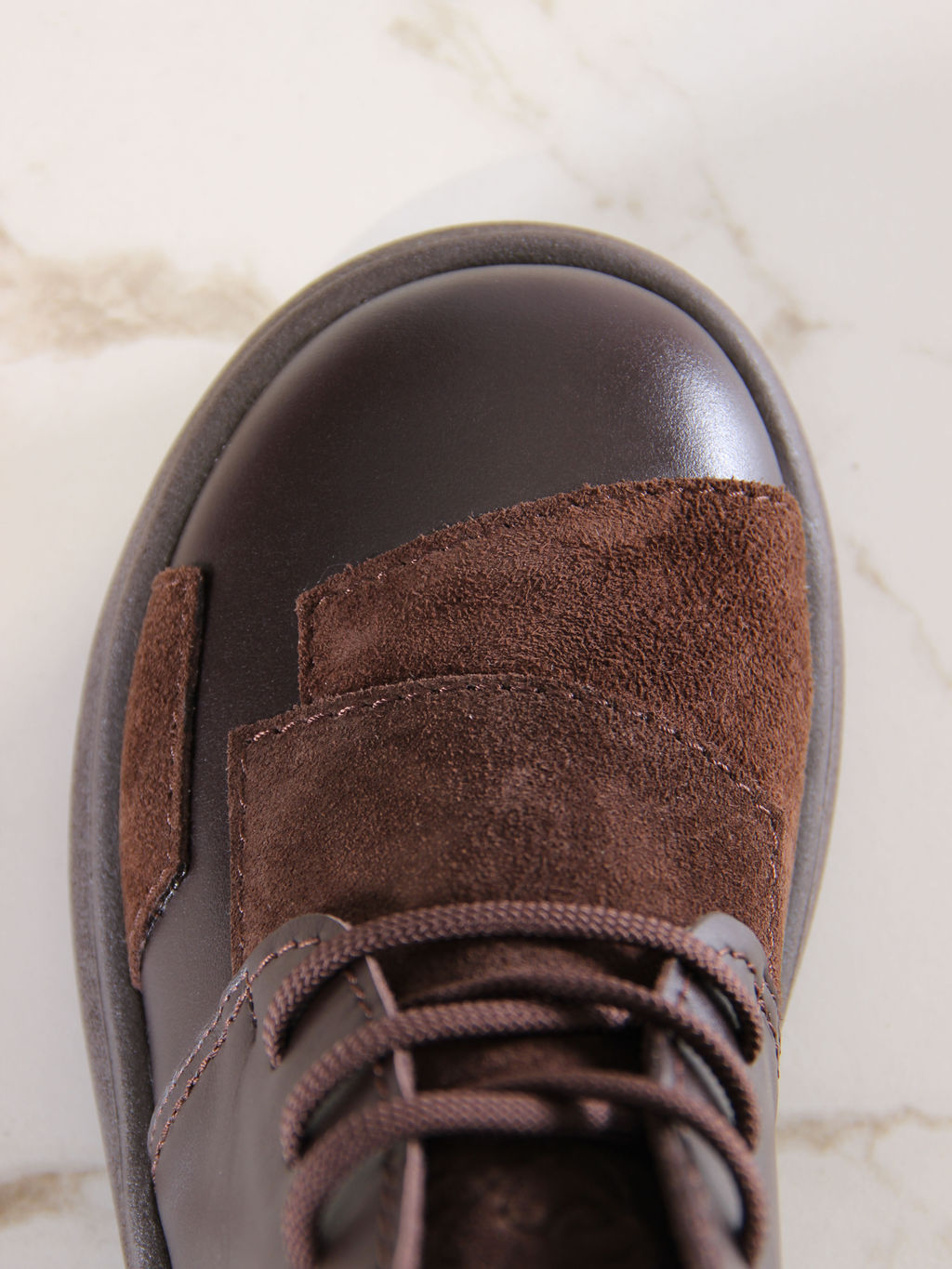 Ботинки 305.927br.Шоколадная кожа+коричневая замша/шерсть