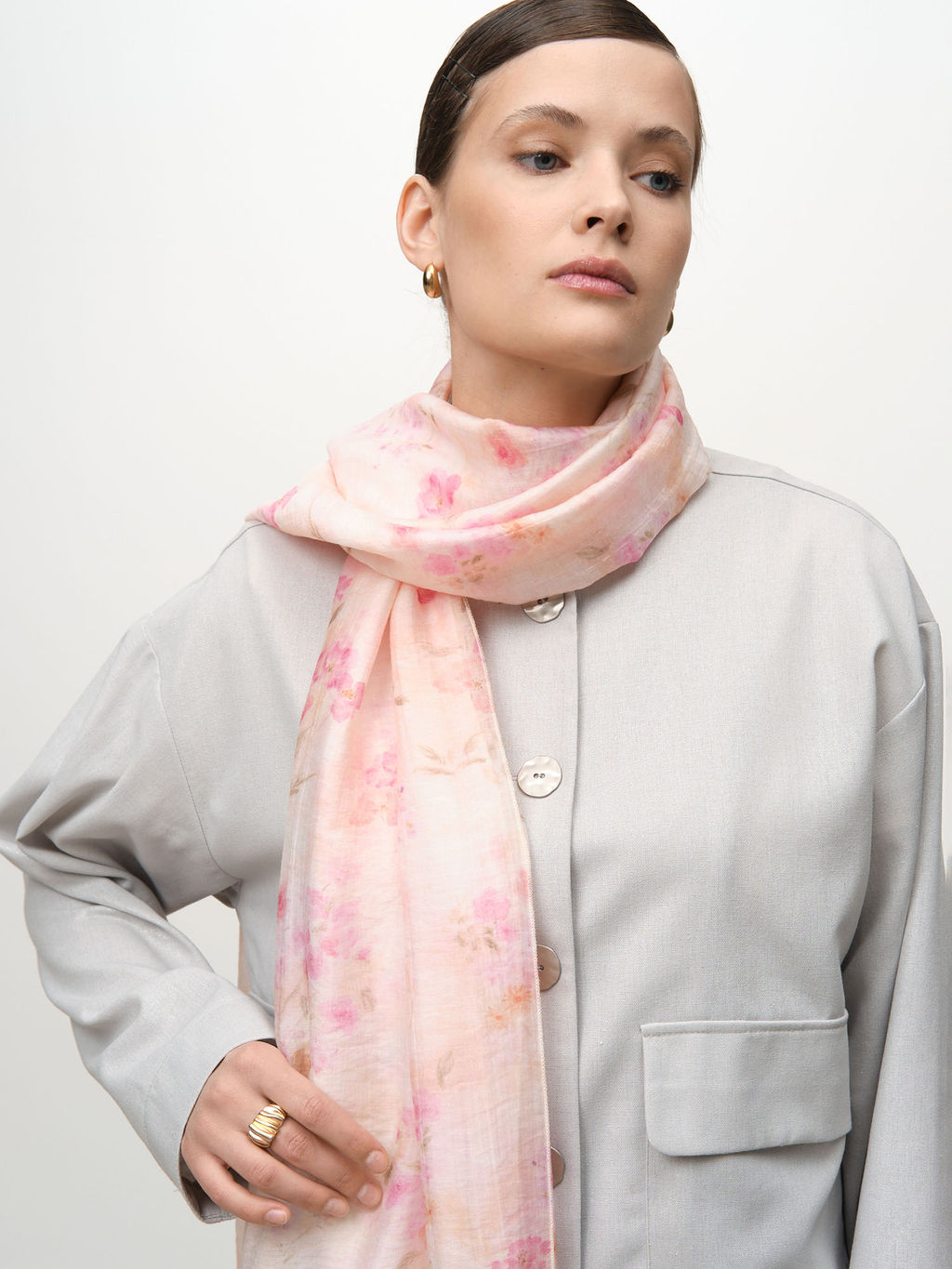 Палантин из тенселя 12025 розовый