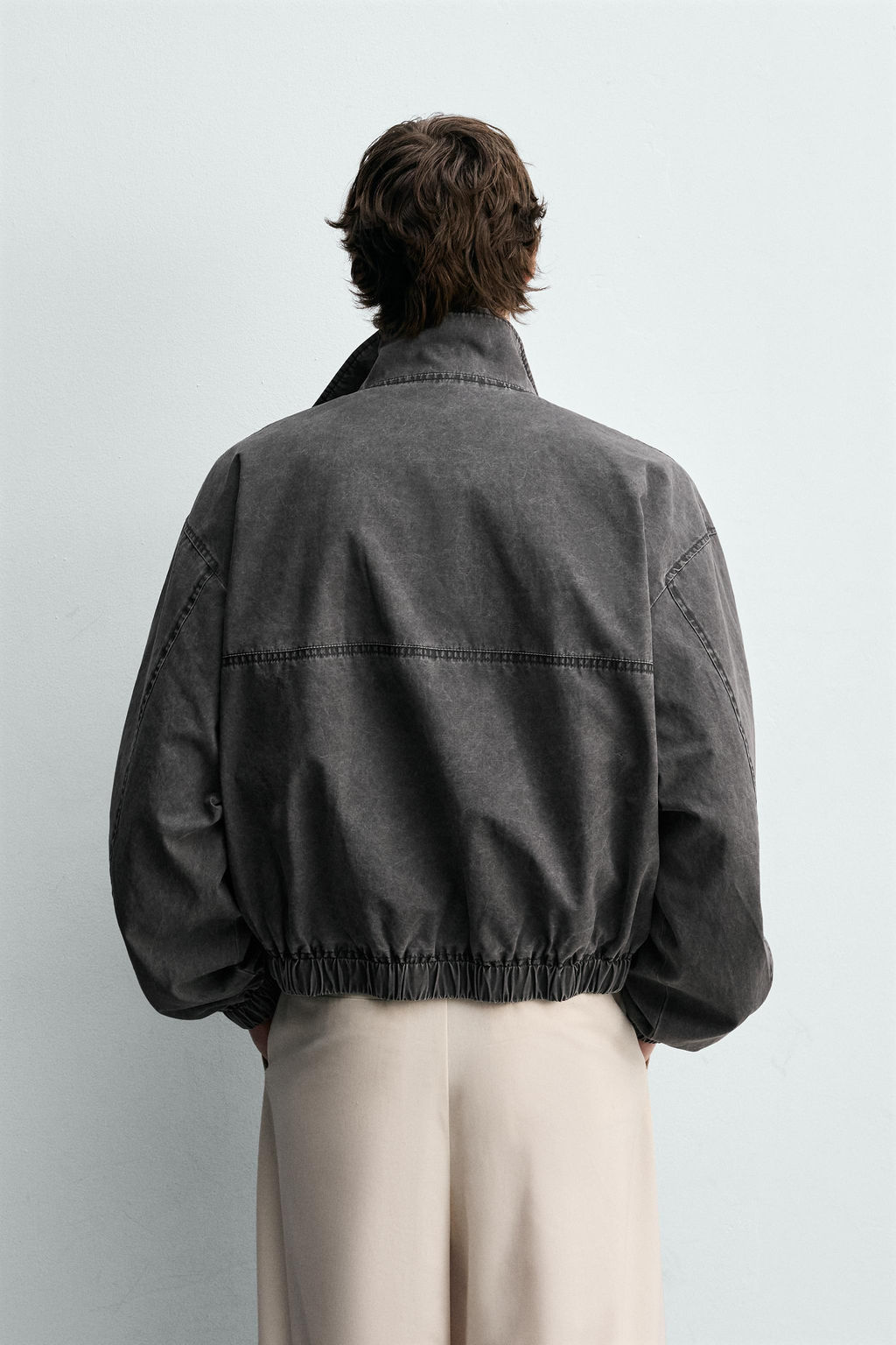 CAZADORA LAVADA CROPPED FIT / Gris antracita - Zara фото 3