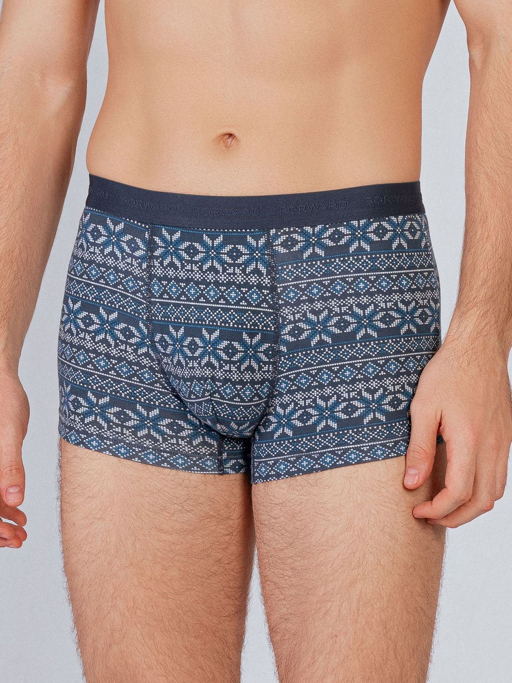Трусы боксеры с принтом синие из хлопка (Арт. 4037MUF) - Indefini фото 3