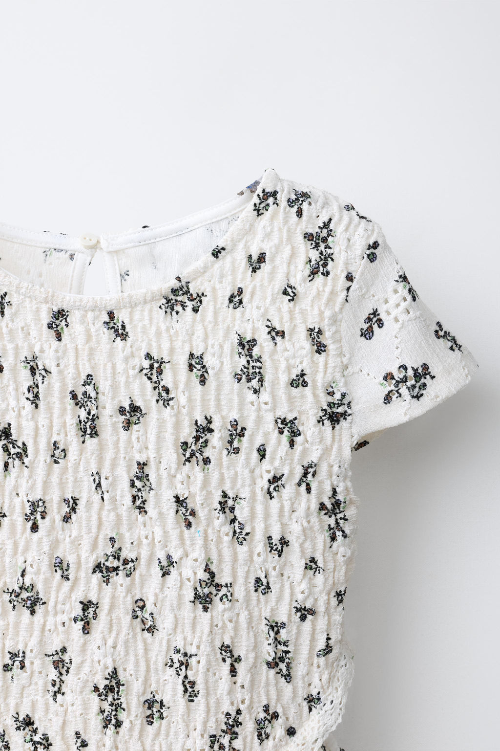 VESTIDO NIDO DE ABEJA FLORES / Negro / Crudo