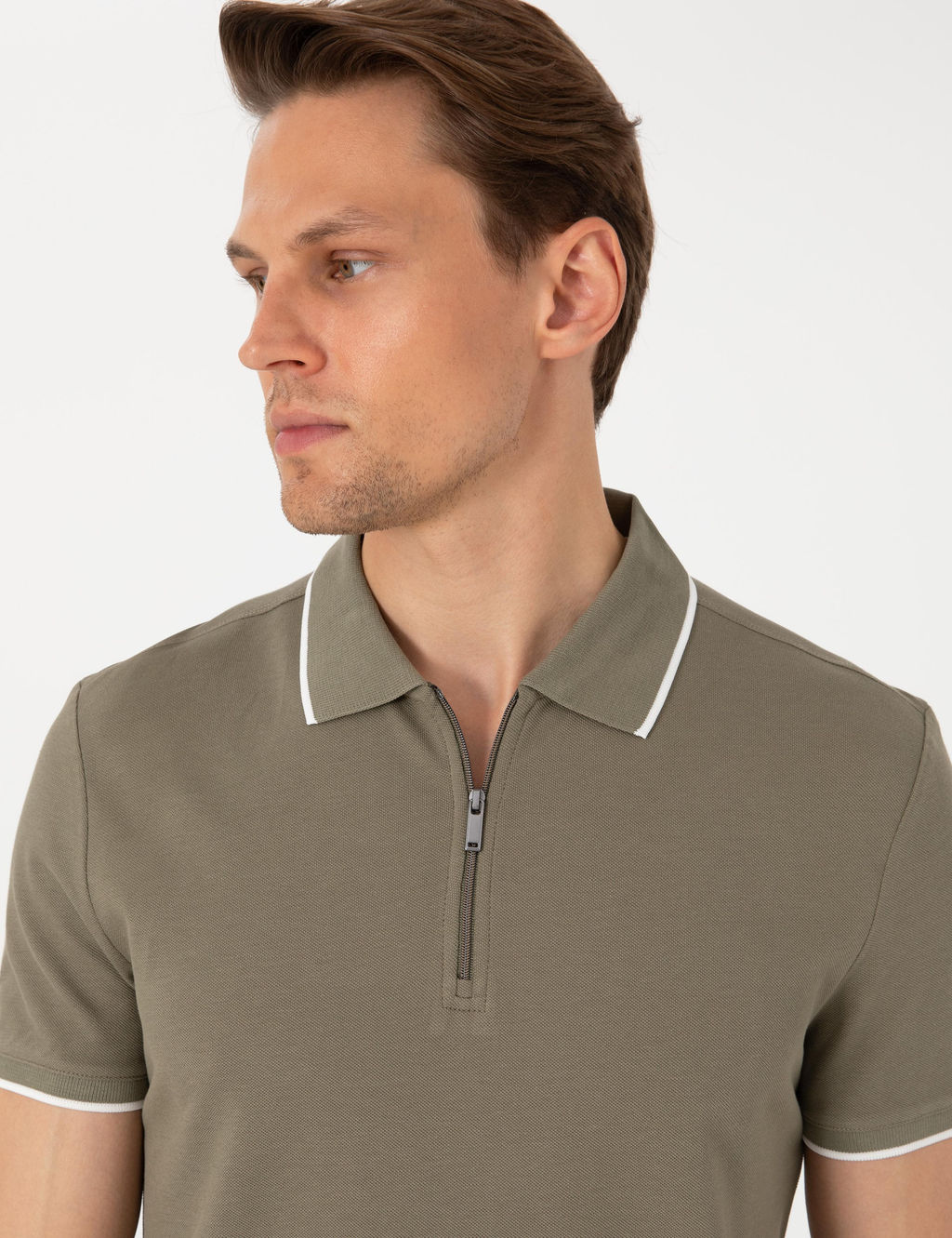 Haki Slim Fit Polo Yaka Ti__rt - Pierre cardin фото 2