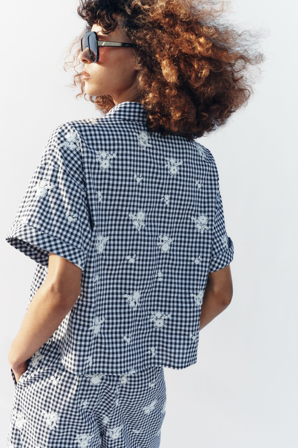 CAMISA CUADROS BORDADOS SET / Marino / Blanco - Zara фото 4