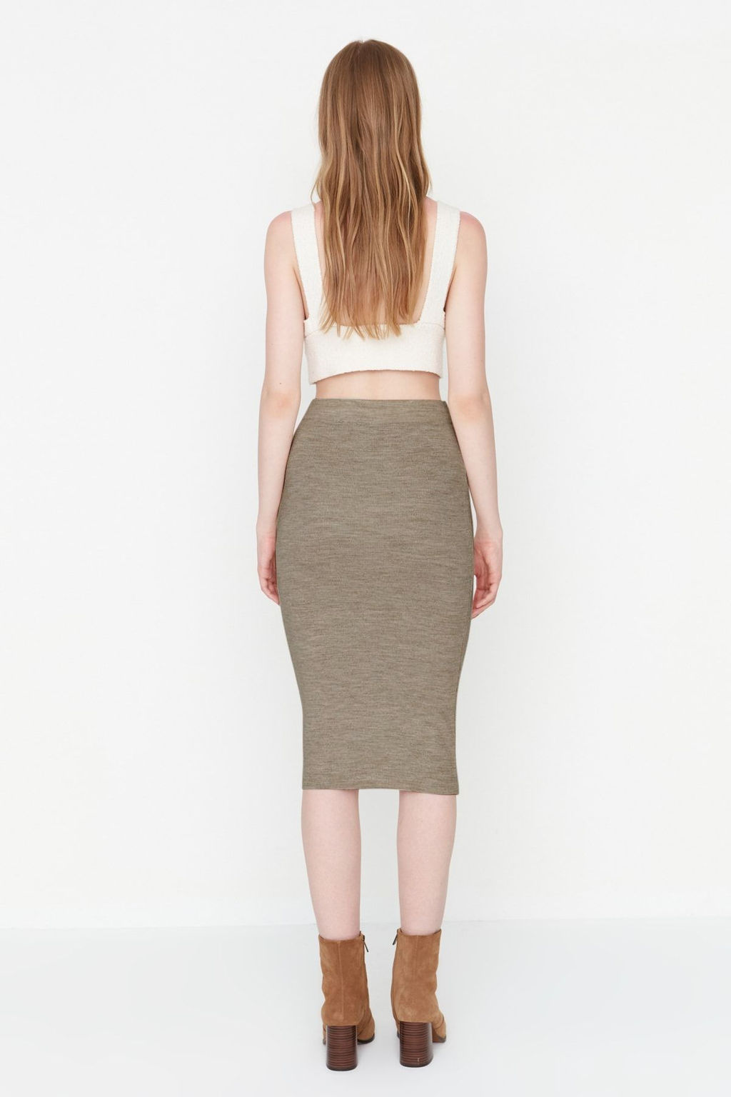 TRENDYOLMILLA Siyah Midi Kalem Triko Etek TWOAW20DU0006  фото 5