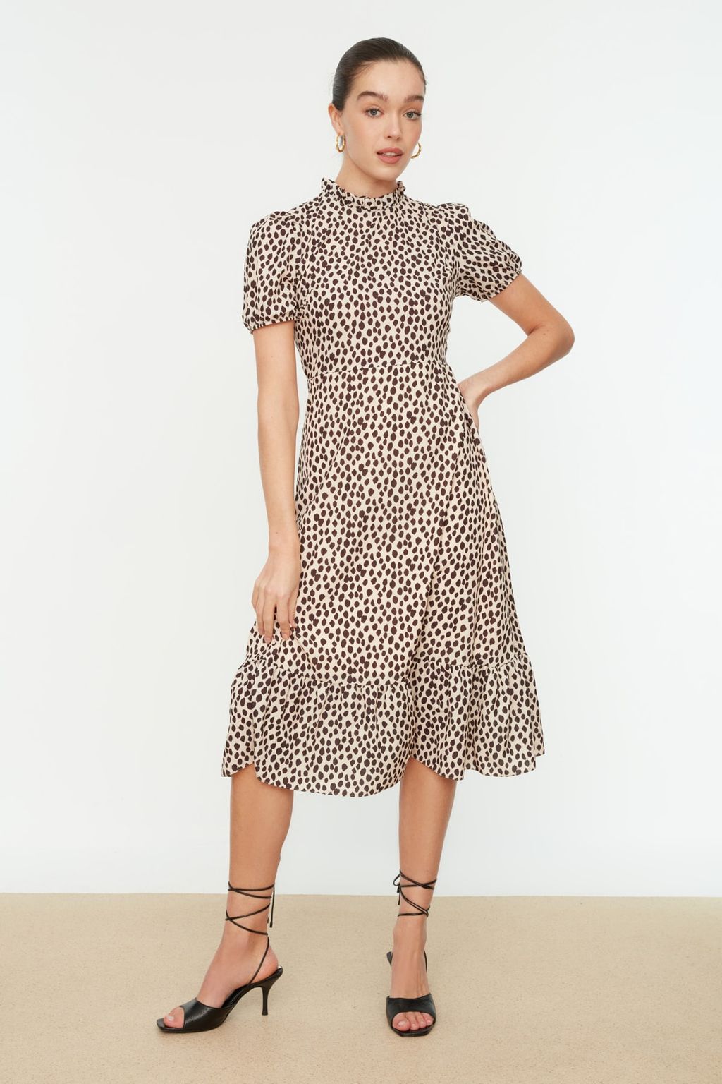 TRENDYOLMILLA Ac?k Mavi Cicekli A Kesim F?rf?rl? Midi Dokuma Elbise TWOSS20EL0894  фото 14