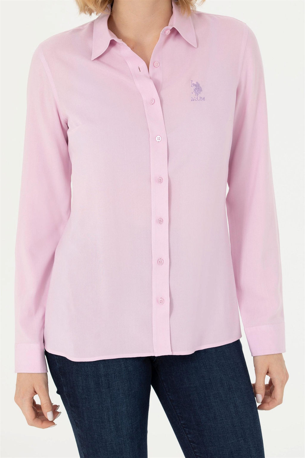 Женская сиреневая рубашка с длинным рукавом - U.s. polo assn фото 6