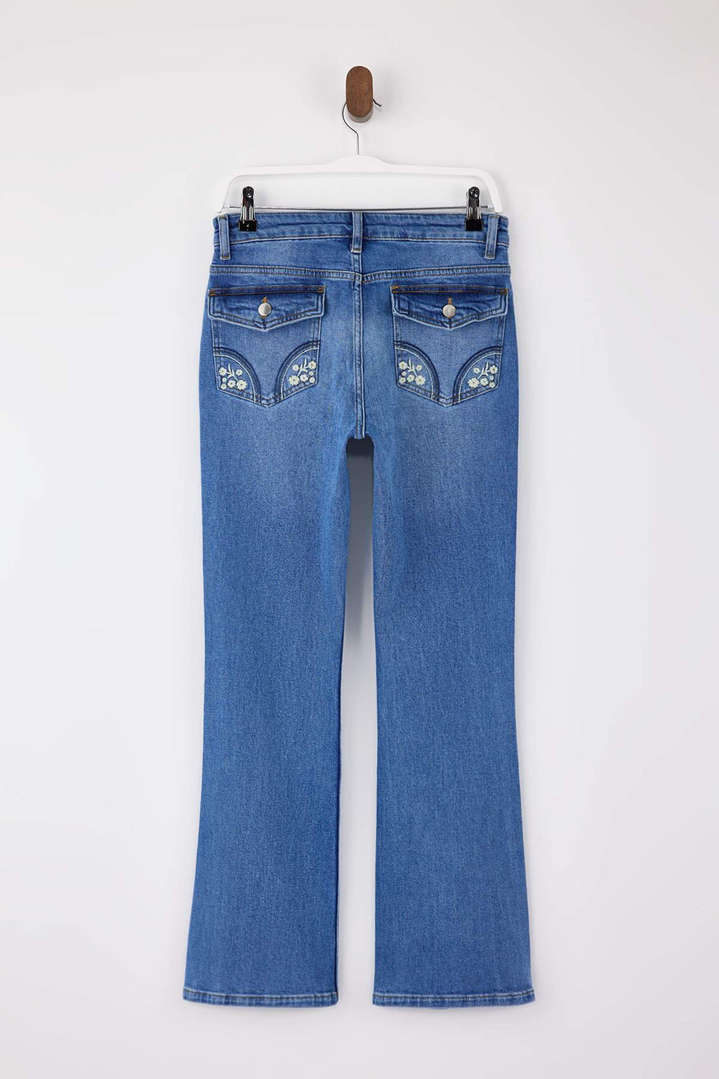 Mavi Dusuk Bel Cepleri Nak?s Detayl? Orta Esnek Flare Ispanyol Paca Jeans TWOSS26JE00056 - Trendyolmilla фото 6