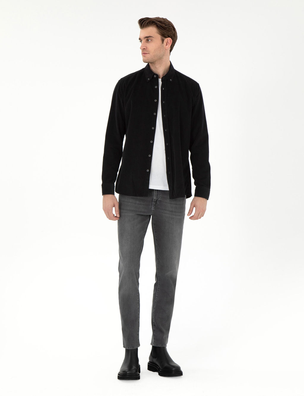 Рубашка Regular Fit черная длинный рукав
