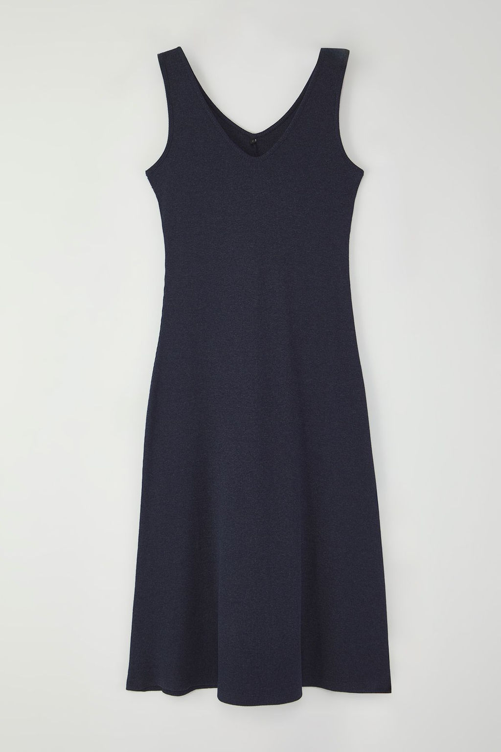 Indigo Shift/Duz Havuz Yaka Midi Triko Gorunumlu Esnek Orme Elbise TWOSS22EL2964