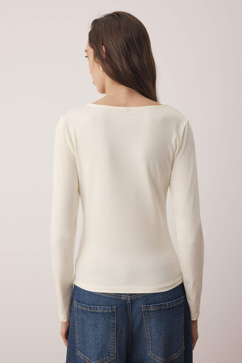 Tas-Bordo Ikili Paket Kay?k Yaka Fitted/Vucuda Oturan Orme Bluz TWOAW25BZ00062