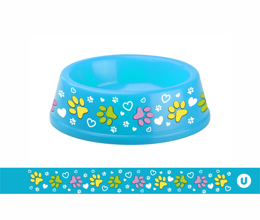 Цена за 3 шт. Миска пластиковая "МОЙ БРО - Лапки царапки!, цвет небесно-синий , 21*6,5см (логотип на миске) 700мл