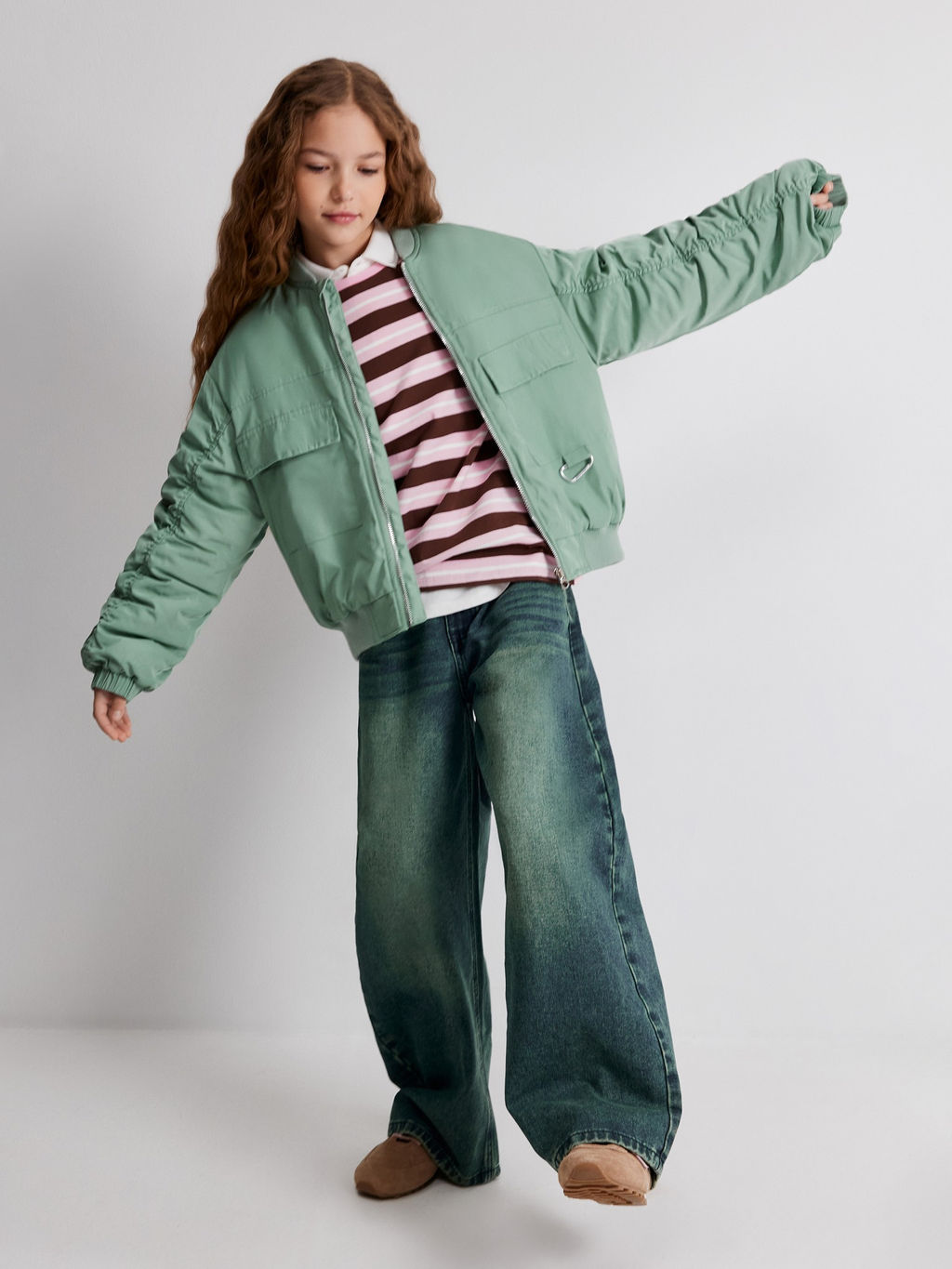 ACOOLA / Куртка детская для девочек Ice хаки  фото 3