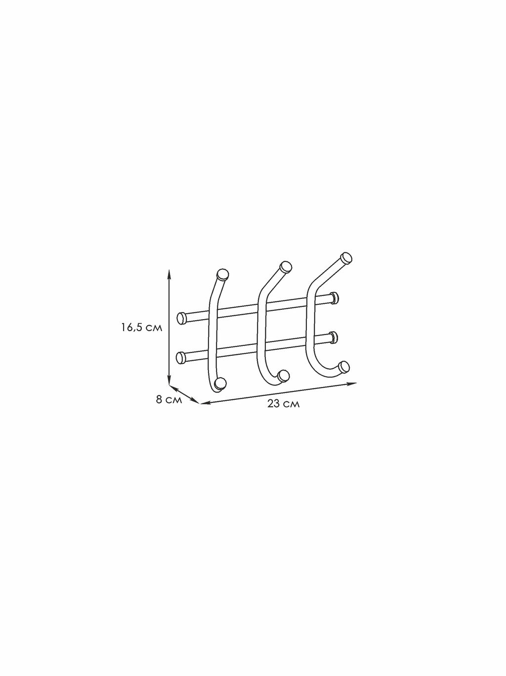 Вешалка "Норма-3" 15*17*80 (бел.,медн.,серебр.,черн., кор.) арт. ВН 64
