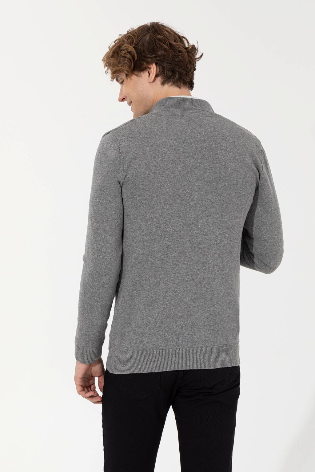 U. S. Polo Assn Мужской серый меланжевый базовый трикотажный кардиган - U.s. polo assn фото 5