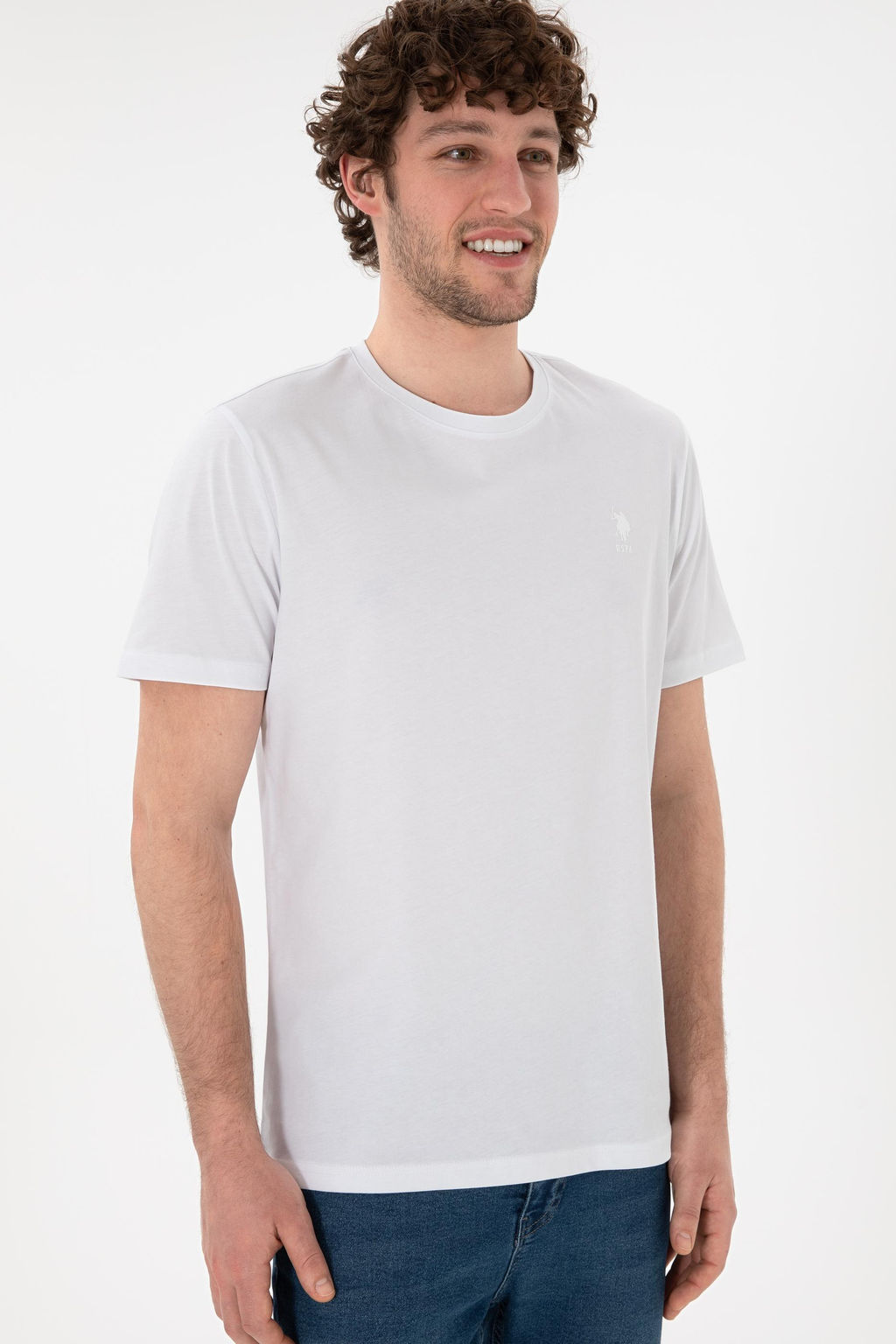 Erkek Regular Fit Bisiklet Yaka Beyaz Basic Ti__rt Sepette S_rpriz _ndirim - U.s. polo assn фото 4