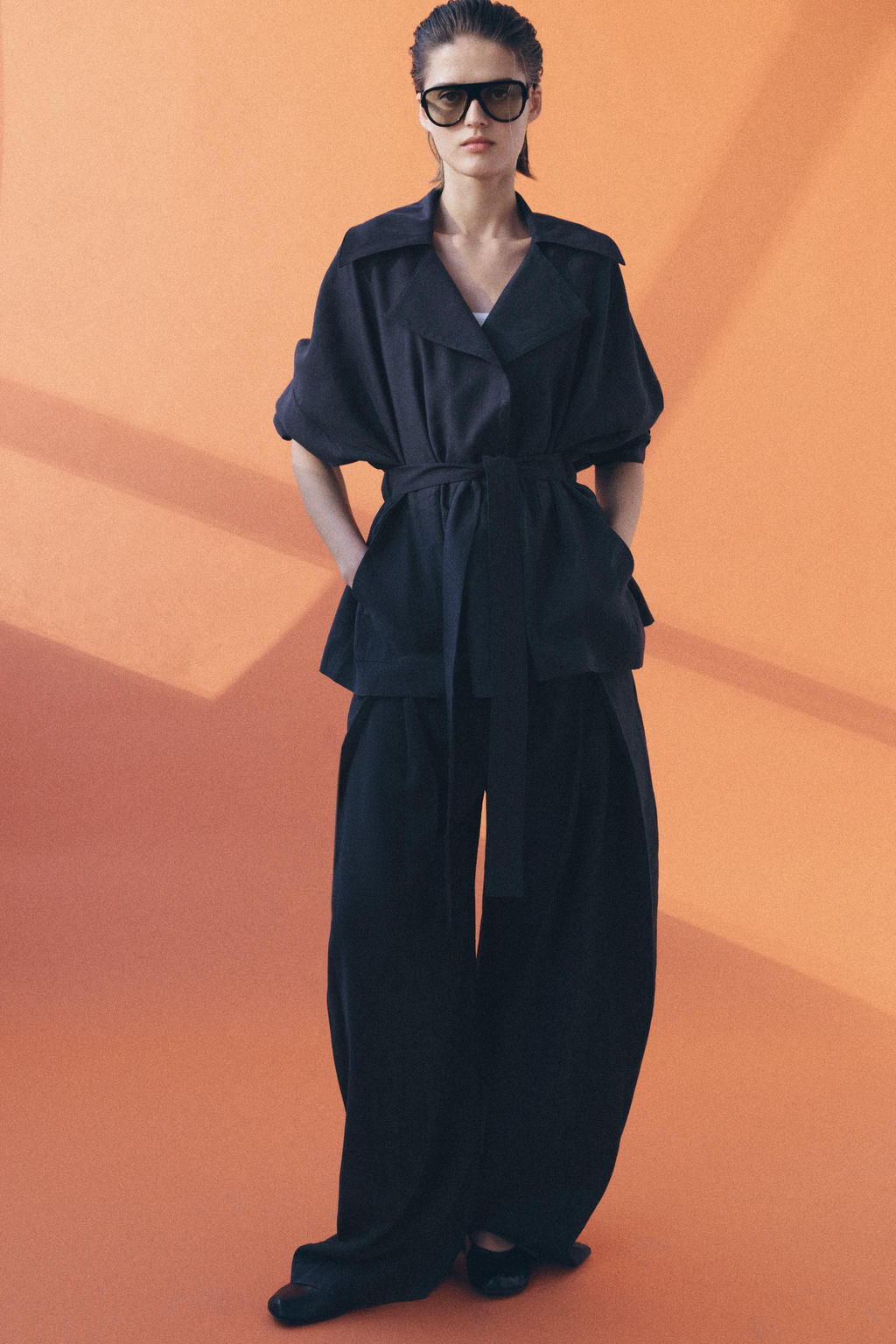 TRENCH CORTO FLUIDO ZW COLLECTION / Marino