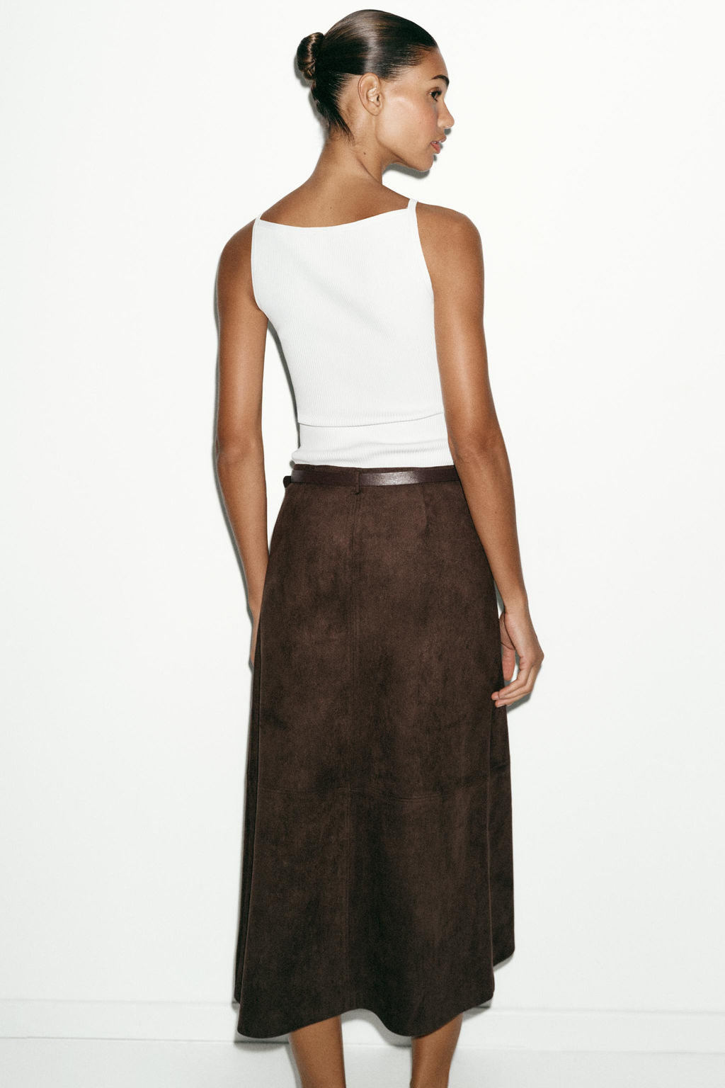 FALDA EFECTO ANTE CINTUR?N / Marr?n chocolate - Zara фото 6