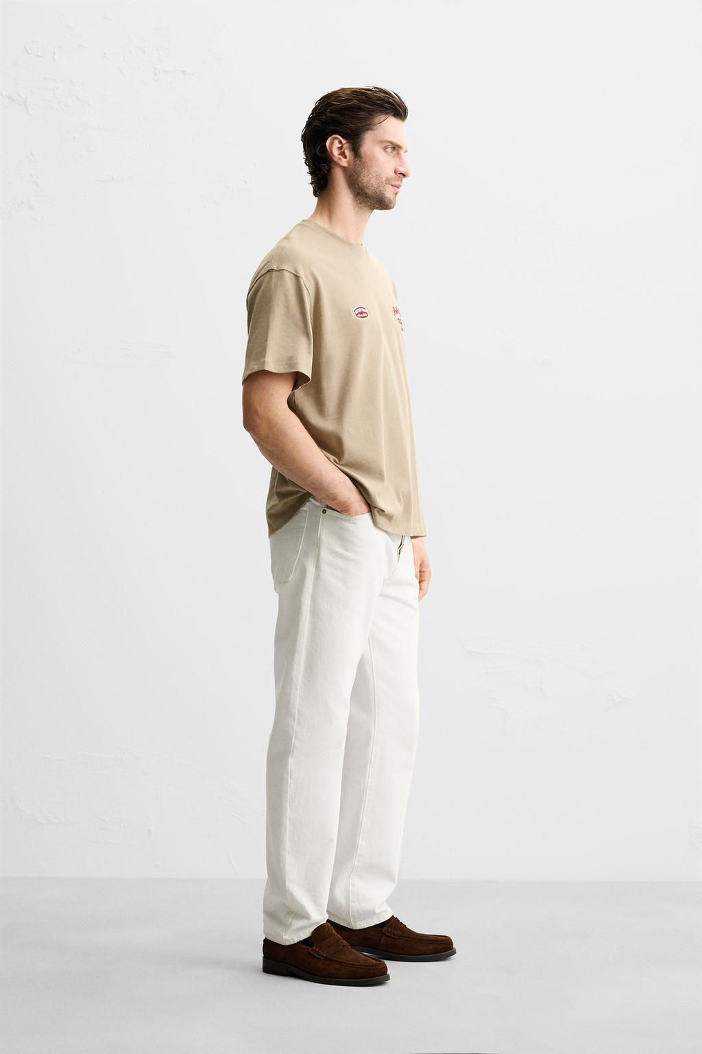 T-SHIRT WITH CONTRAST EMBROIDERY - Zara фото 4