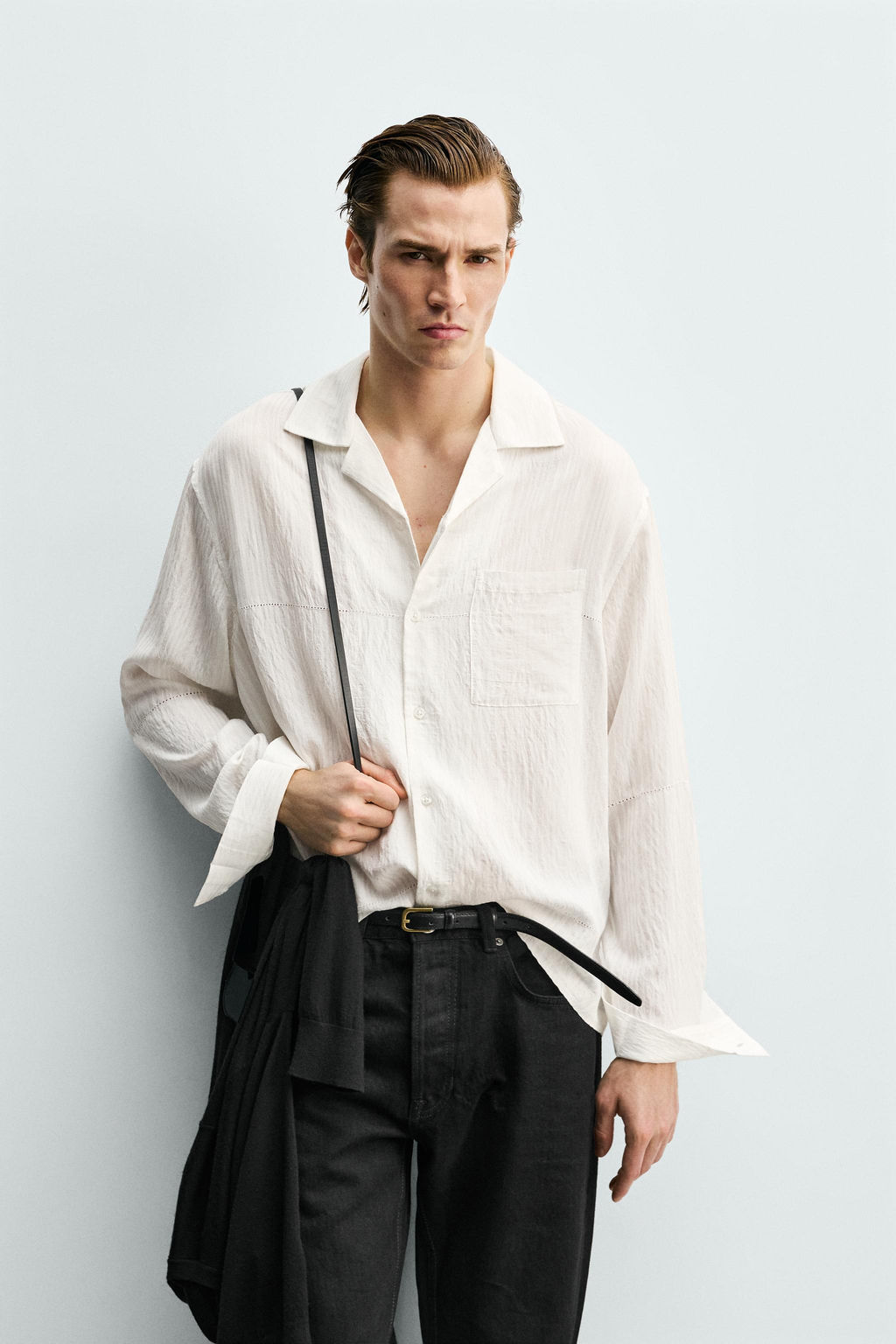 CAMISA FLUIDA RELAXED FIT ESTRUCTURA / Blanco - Zara фото 2