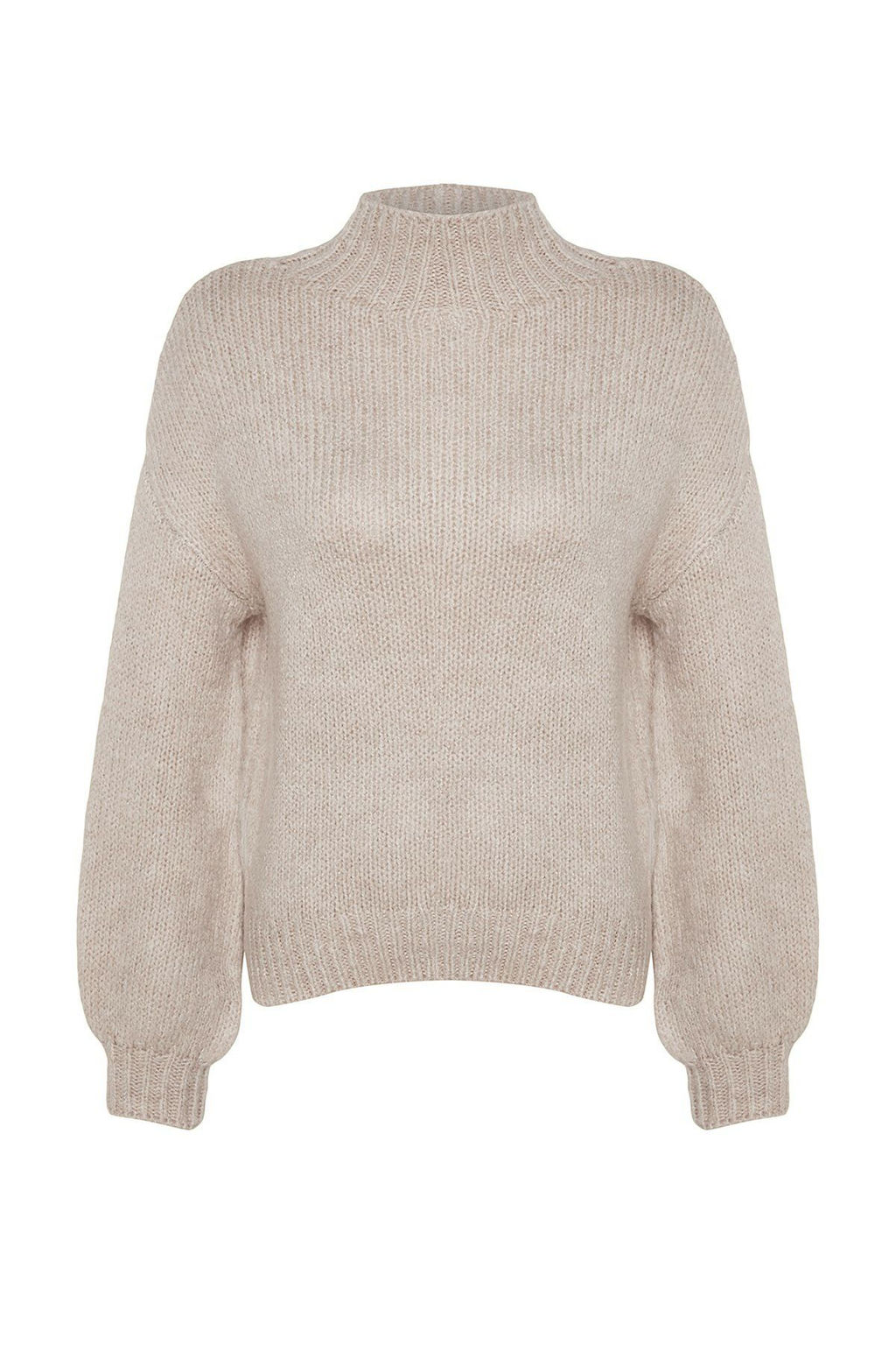 Tas Yumusak Dokulu Kal?n Bisiklet Yaka Triko Kazak TWOAW24KZ00290