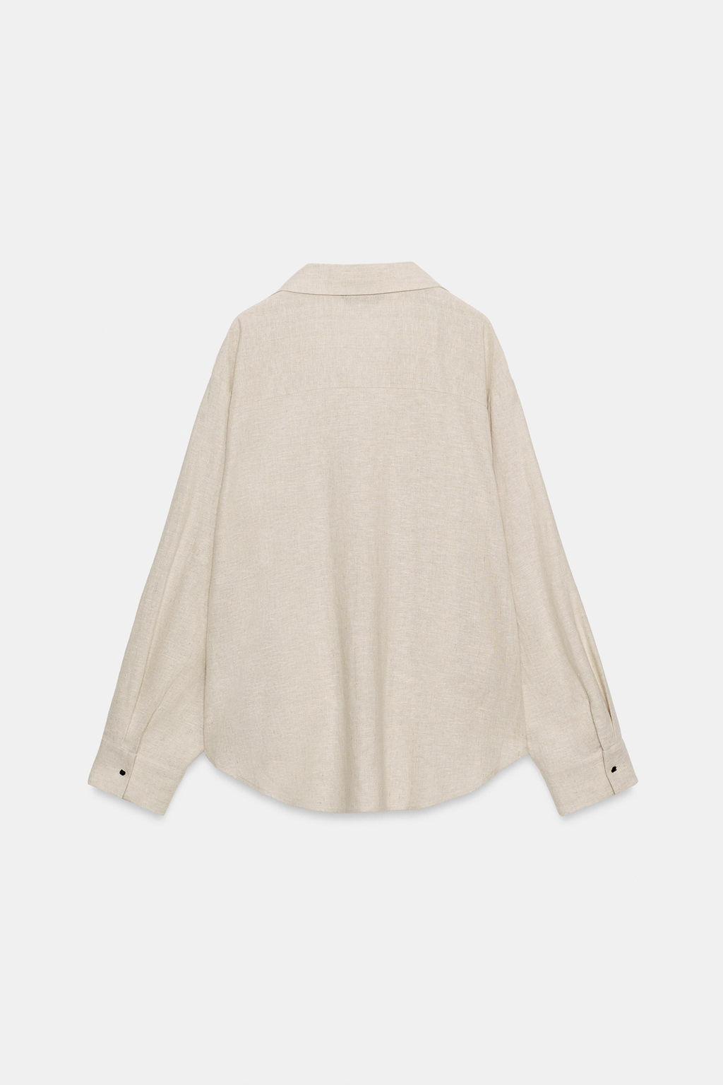 CAMISA CON LINO BAJO ABULLONADO / Beige claro - Zara фото 9