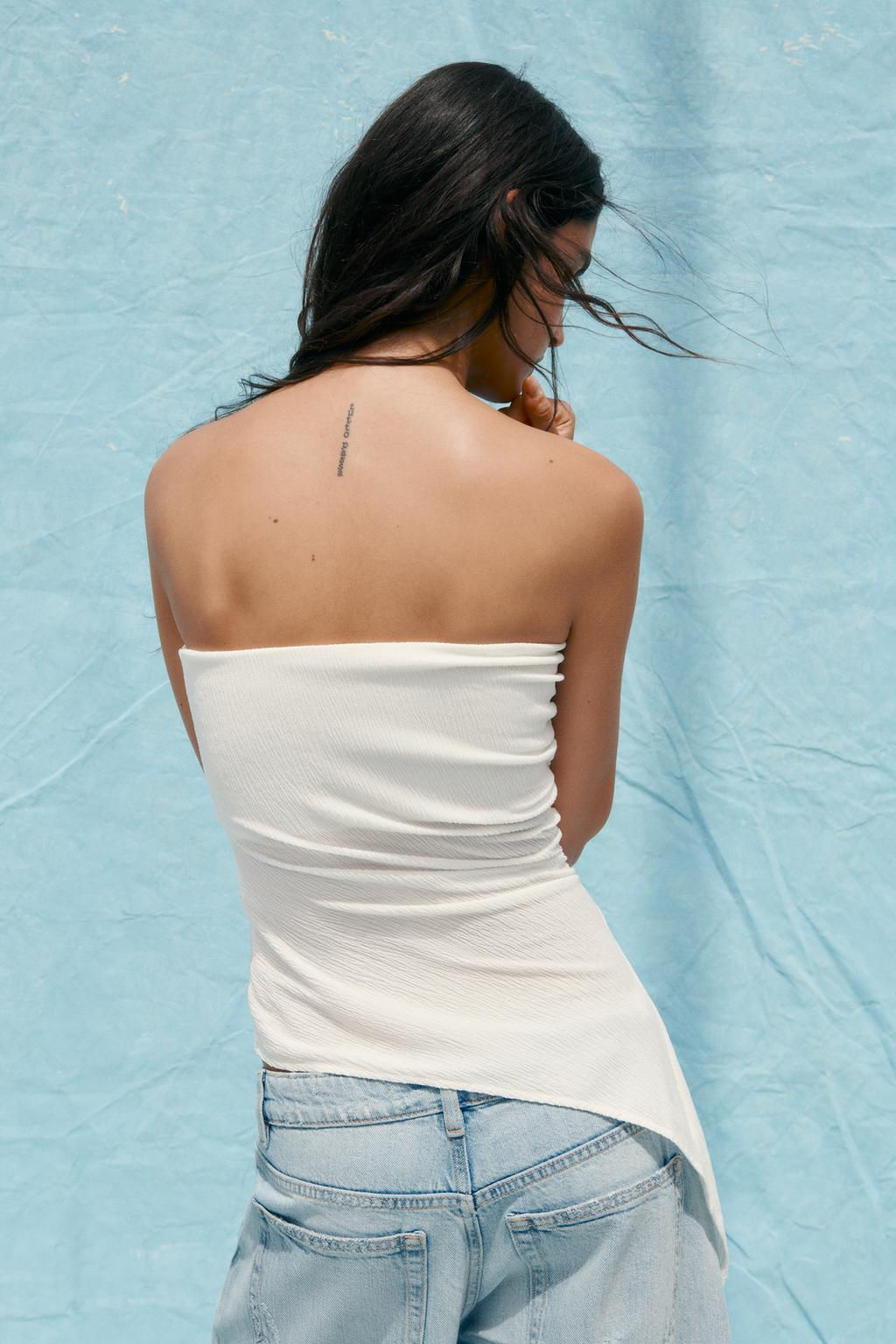 TEXTURED BANDEAU TOP - Zara фото 10