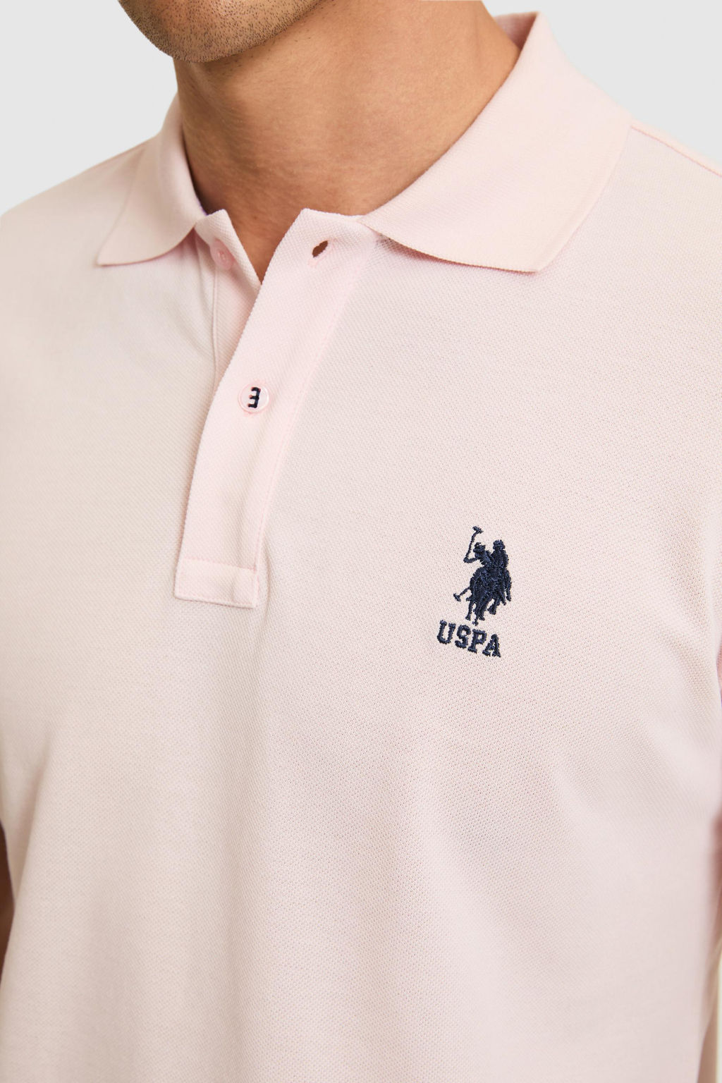 Erkek Slim Fit Polo Yaka A__k Pembe Basic Ti__rt