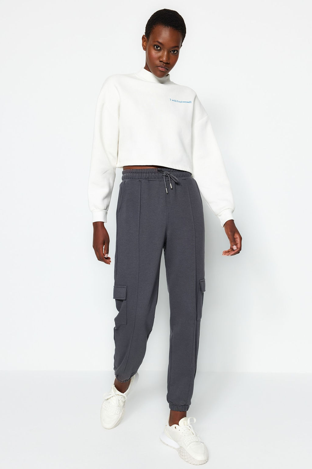 Antrasit Kargo Cepli Loose Jogger Kal?n Orme Esofman Alt? Pantolon TWOAW24EA00005