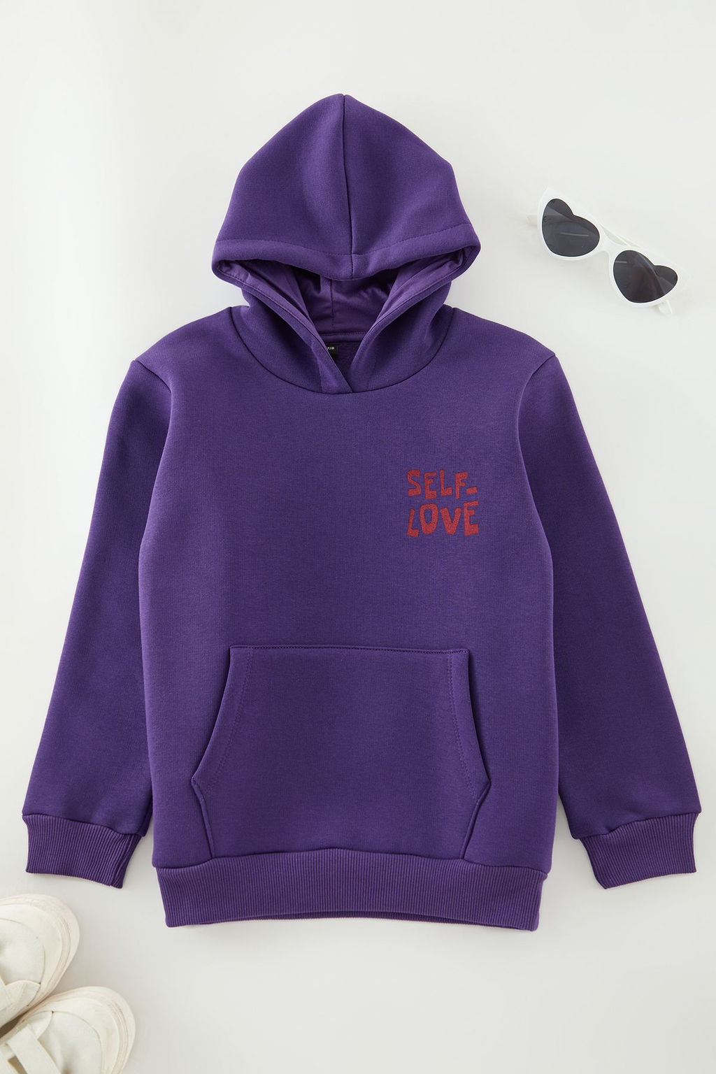 Mor K?z Cocuk S?rt Bask?l? Orme Mini Me Sweatshirt TKDAW25SW00047 - Trendyolmilla фото 3