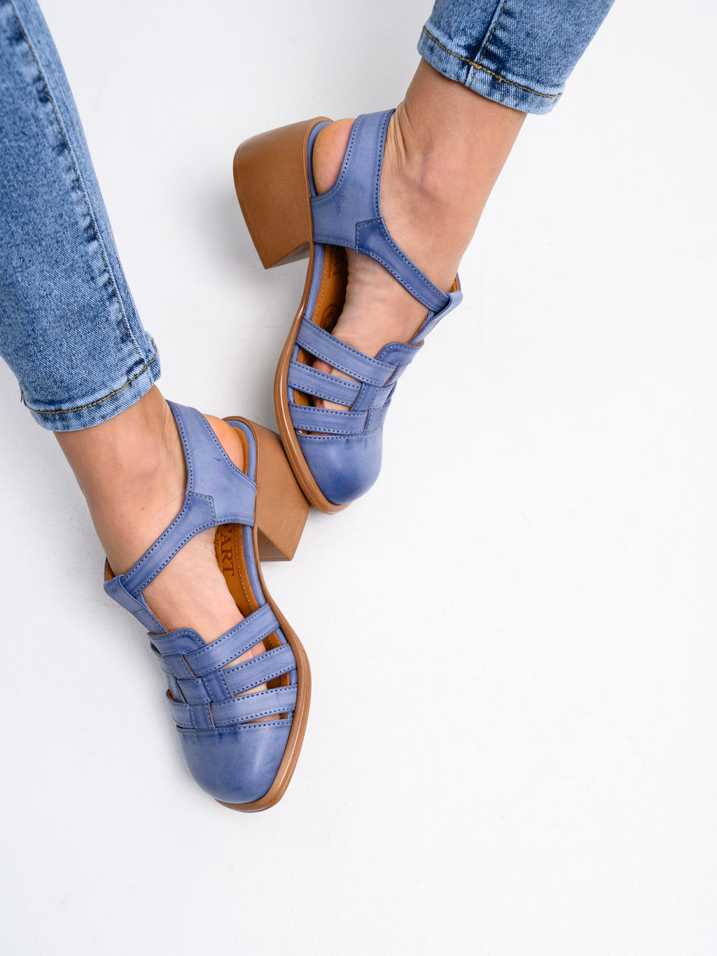 Босоножки 5035.23663bе. Вакса джинс+коричневый